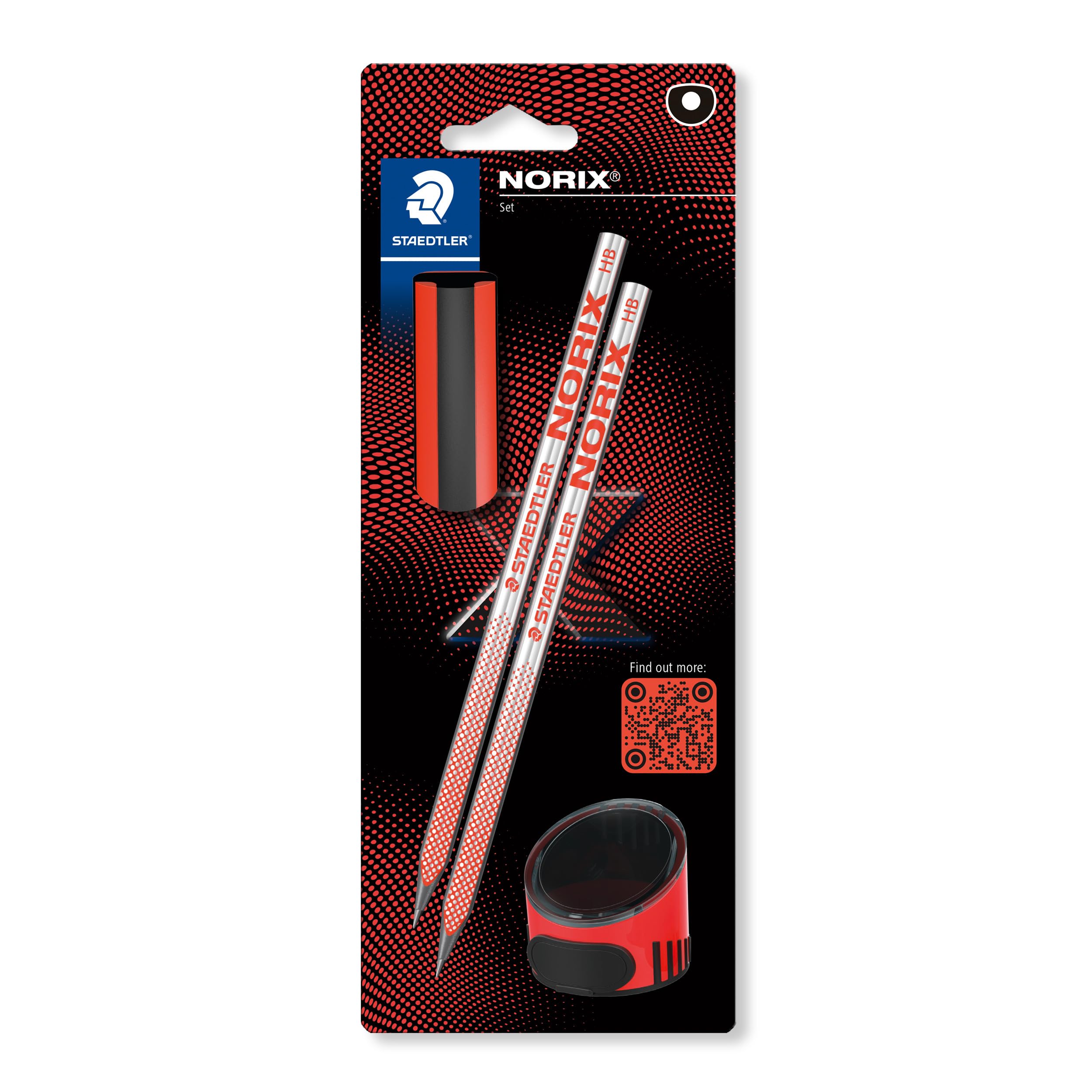 Staedtler HB Drawing Pencils - for Sketching and Writing - NORIX - Includes 2 HB Pencils, Sharpener & Eraser in Coral - Set of 4