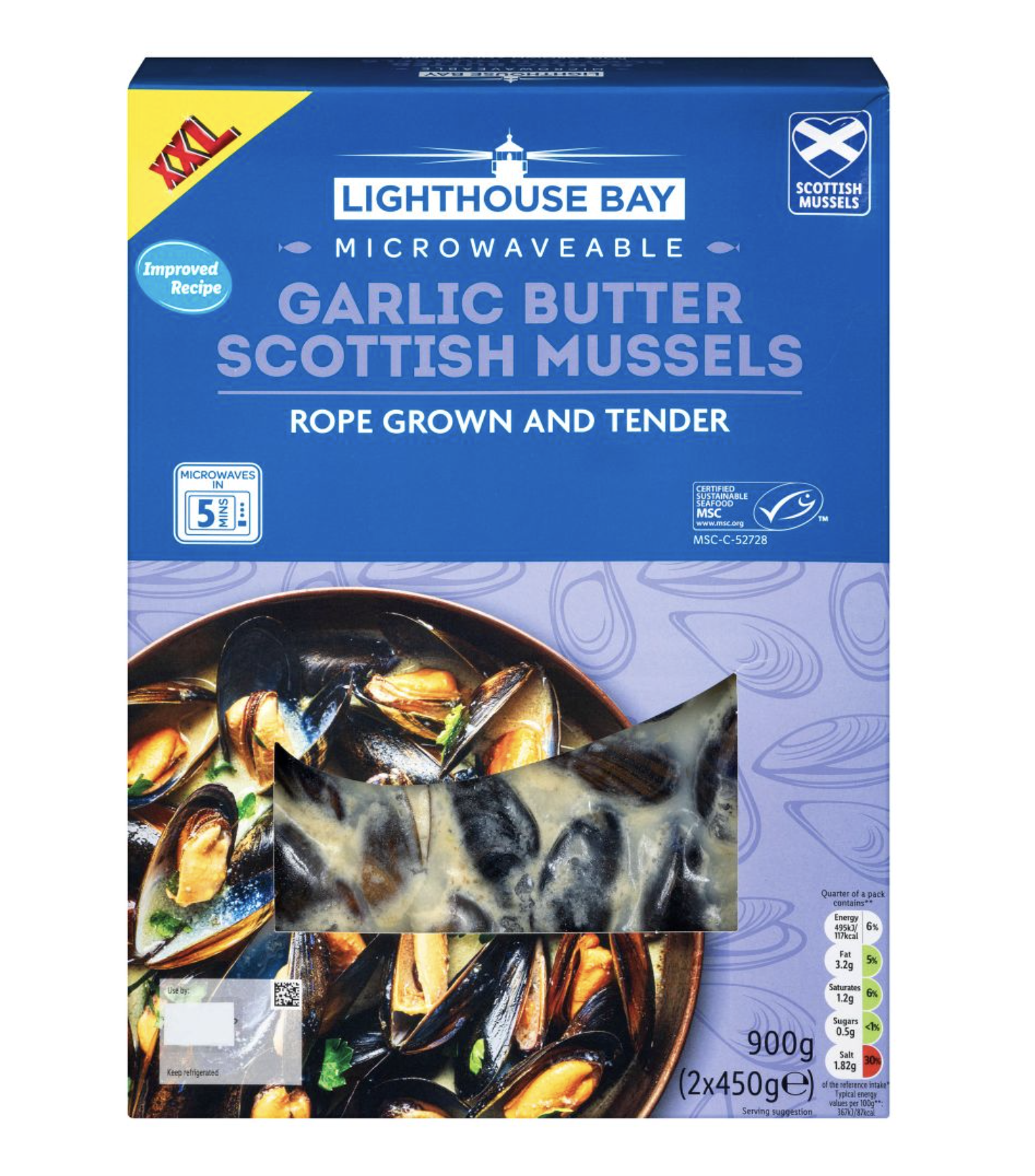 Lighthouse Bay XXL Garlic Butter or White Wine Scottish Mussels in 900g