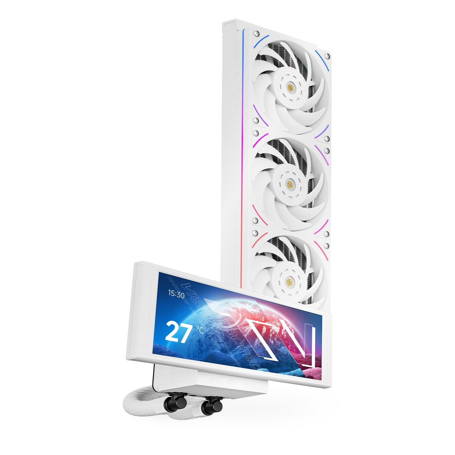 TR-Thermalright Trofeo Vision 360 ARGB White Liquid CPU Cooler, 6.86’’ IPS LCD Screen with 1280x480, 360mm Radiator, sold by HuiYuFei / FBA