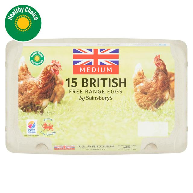 Sainsbury's Free Range British Eggs Medium x15 - Nectar Price