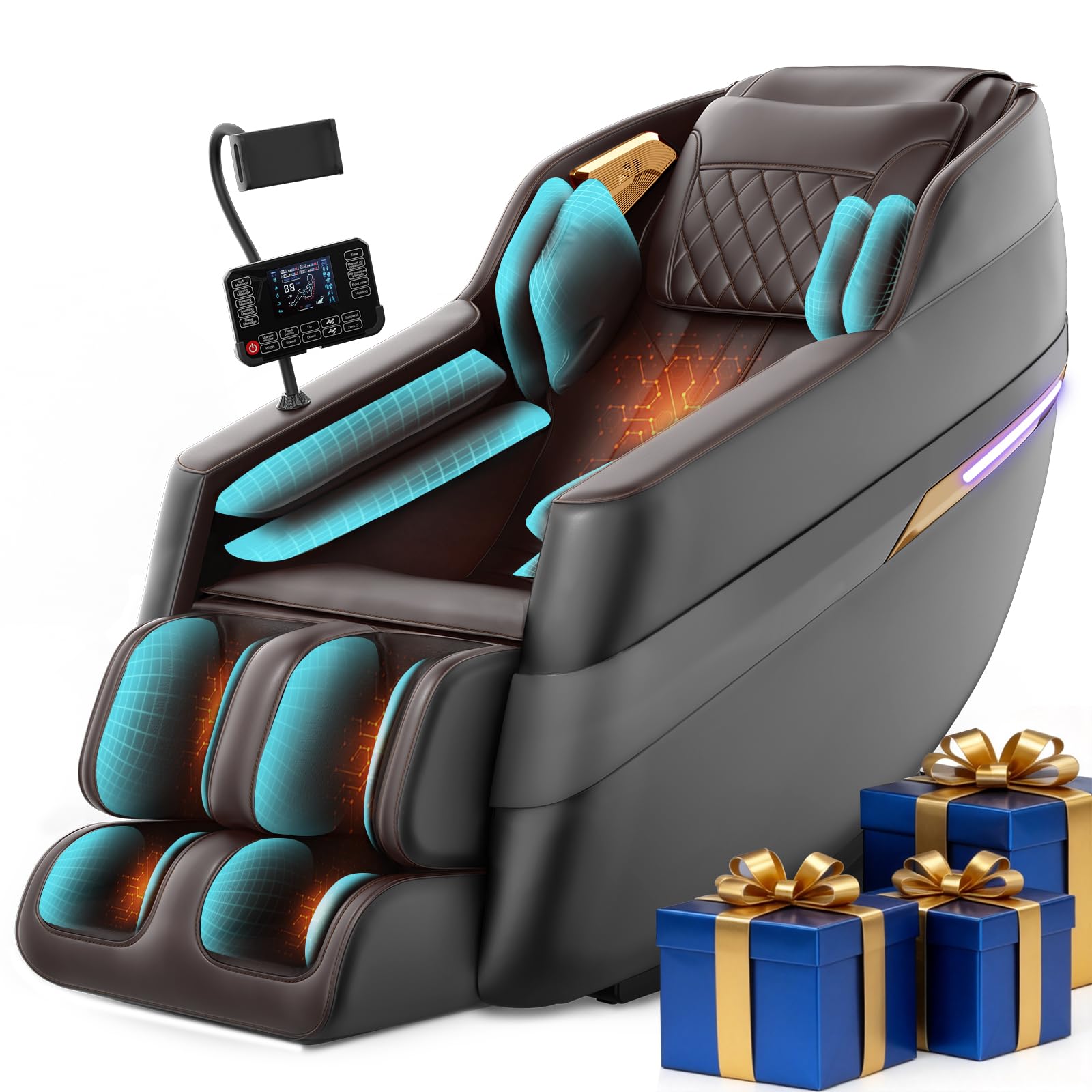 FURNIMAT 4D Massage Chair - Black & Brown