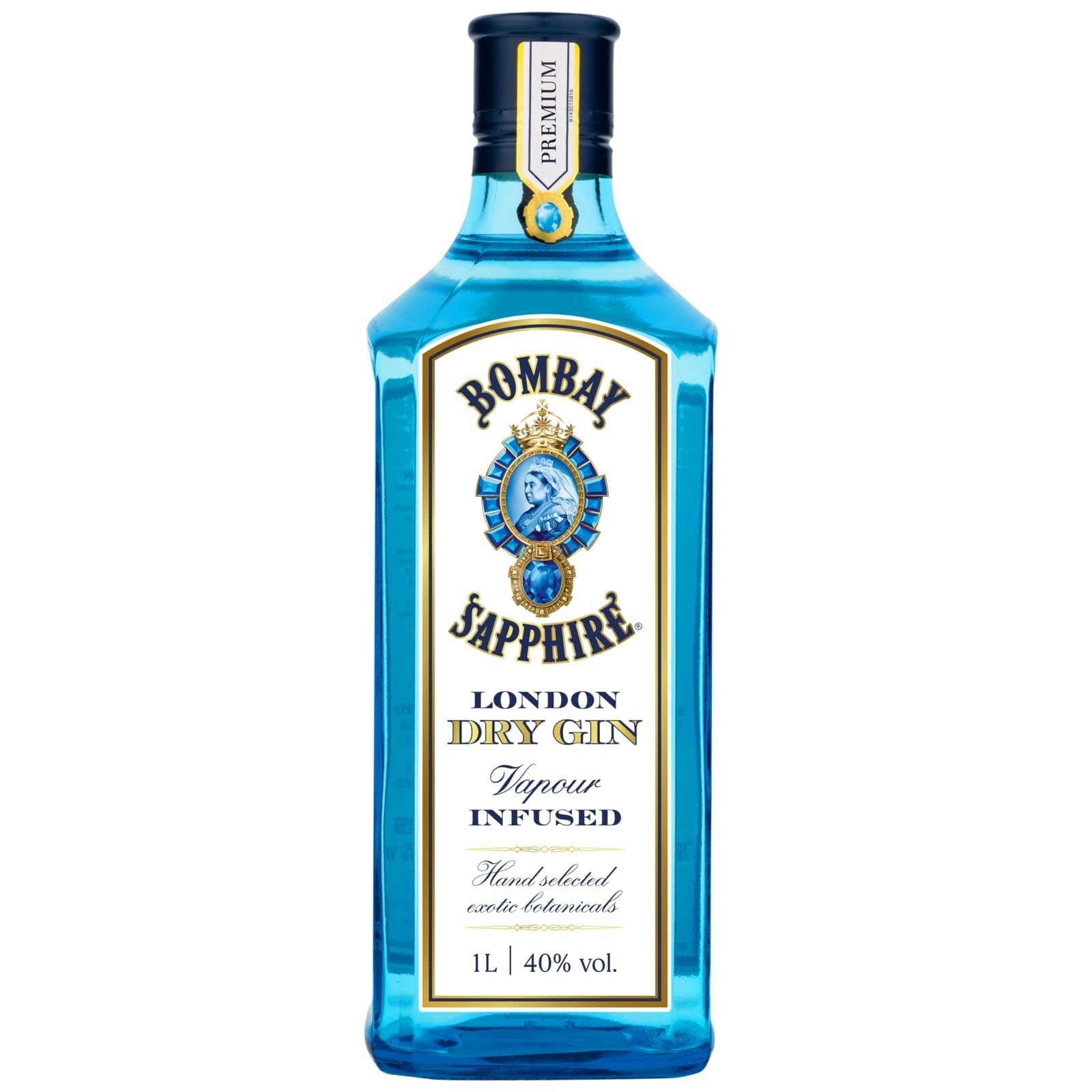 Bombay Sapphire London Dry Gin, 10 Botanicals, 40% ABV, 100cl | 1 Litre
