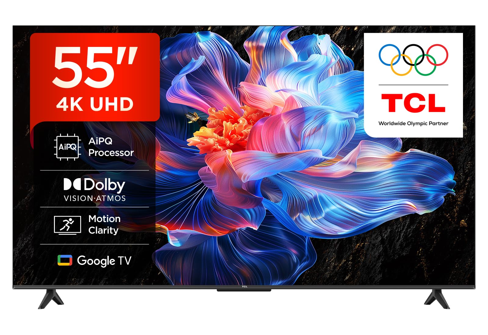 TCL 55V6C-UK 55" 4K Ultra HD, HDR TV, Smart TV Powered by Google TV - discount at checkout