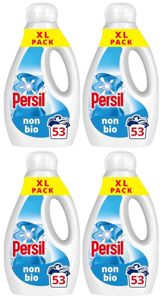 4 x Persil Non Bio Laundry Washing Liquid Detergent 53 washes (1.431 L) - £4.80 per bottle - 9.1p per wash (Clubcard price - online)