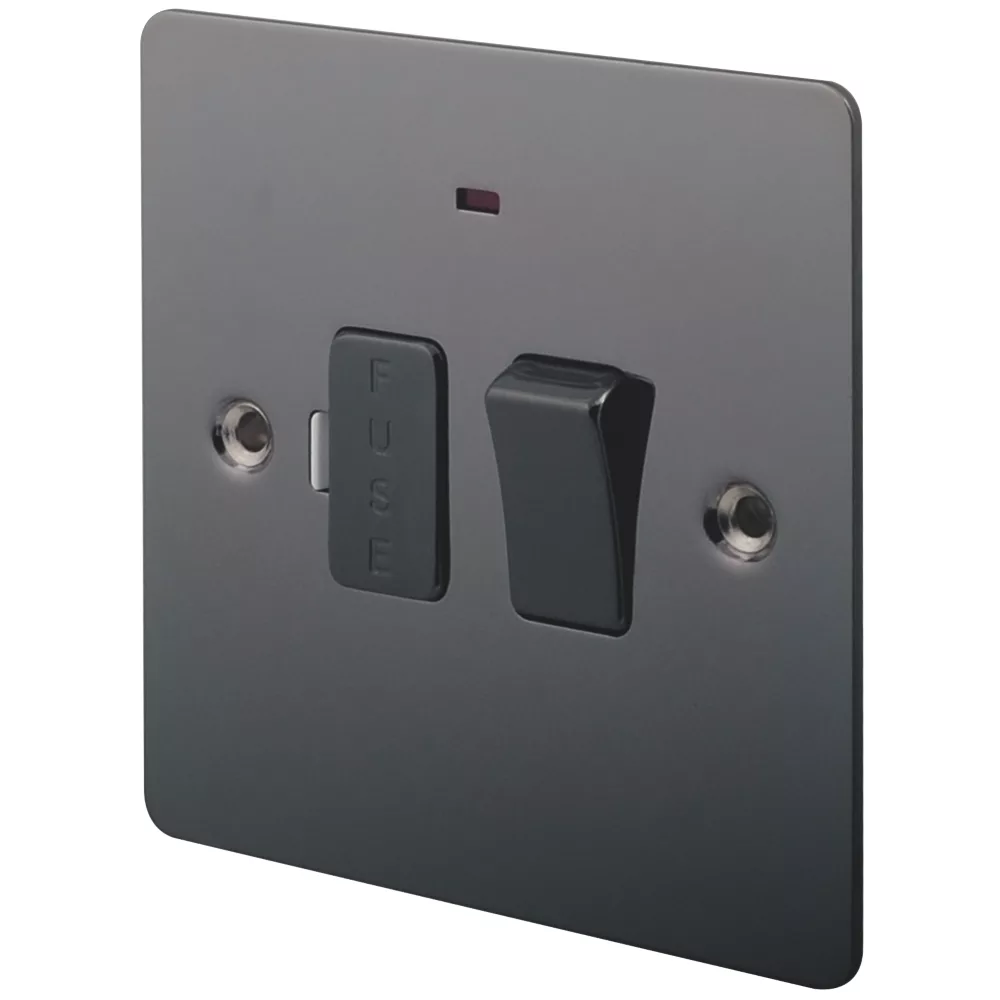 LAP 13A Switched Fused Spur with LED Black Nickel with Black Inserts (free C&C)