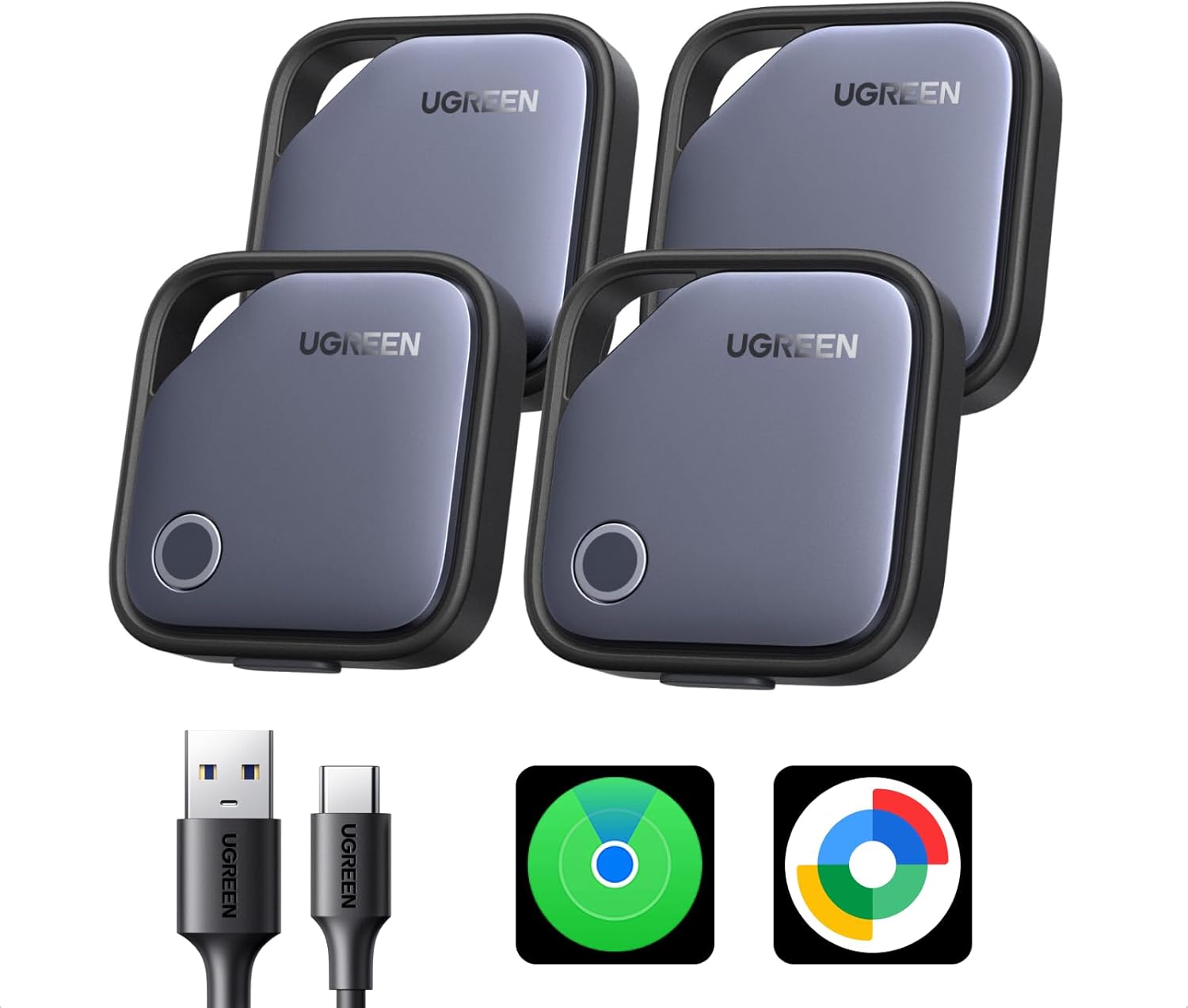 UGREEN FineTrack Tracker Tag for iOS & Android, USB-C Rechargeable (4 Pack) - Sold by UGREEN GROUP LIMITED UK / FBA