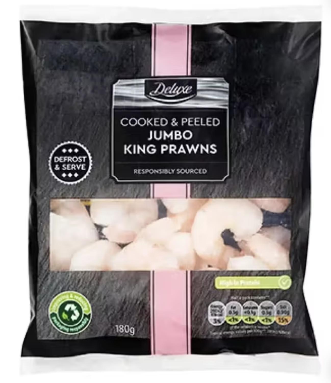 Deluxe Cooked & Peeled Jumbo King Prawns 180g Lidl Plus