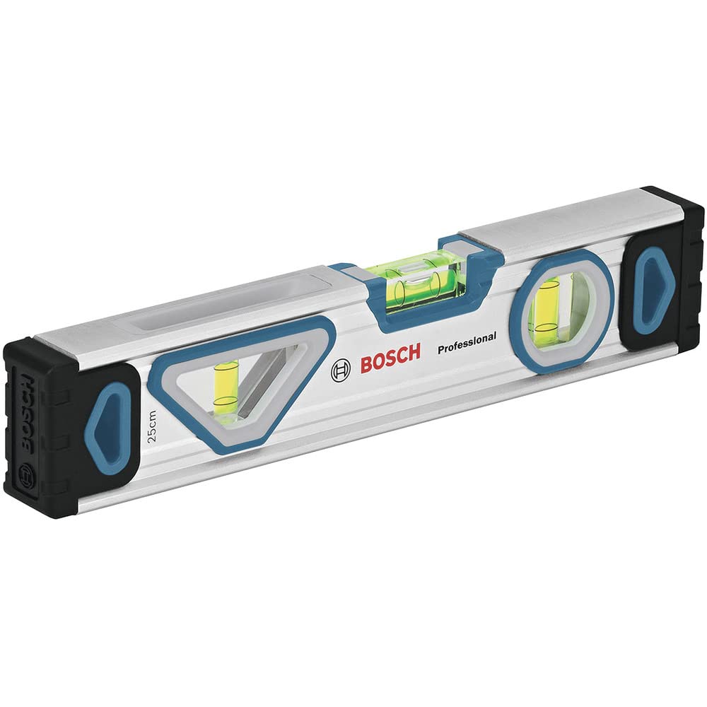 Bosch Professional 25 cm Spirit Level with Magnet System (All-Round Readability, Aluminium housing, Robust end caps)