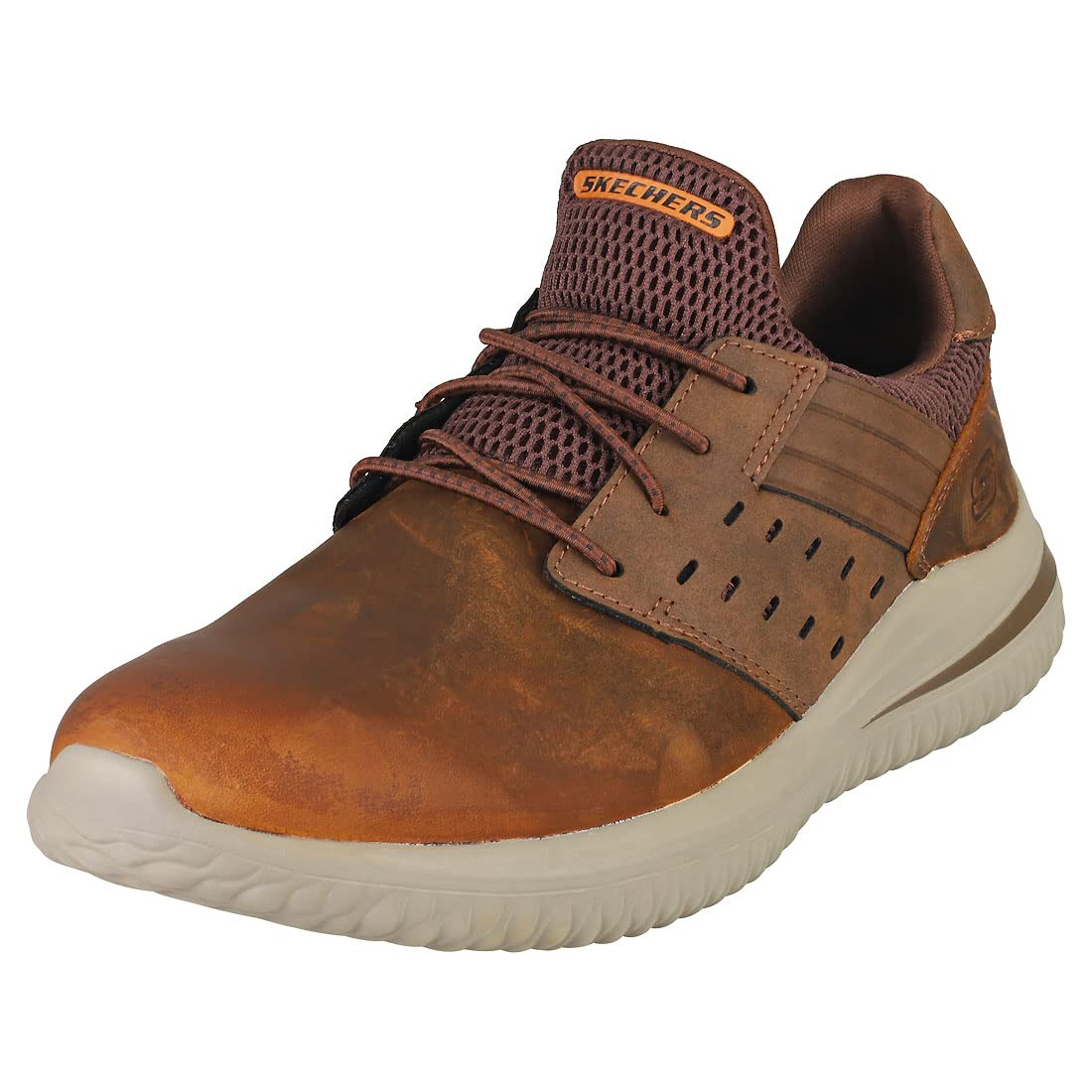 Skechers Delson 3.0 Ezra Mens Casual Trainers in Dark Brown - Sizes 6.5, 7, 7.5, 9, 9.5