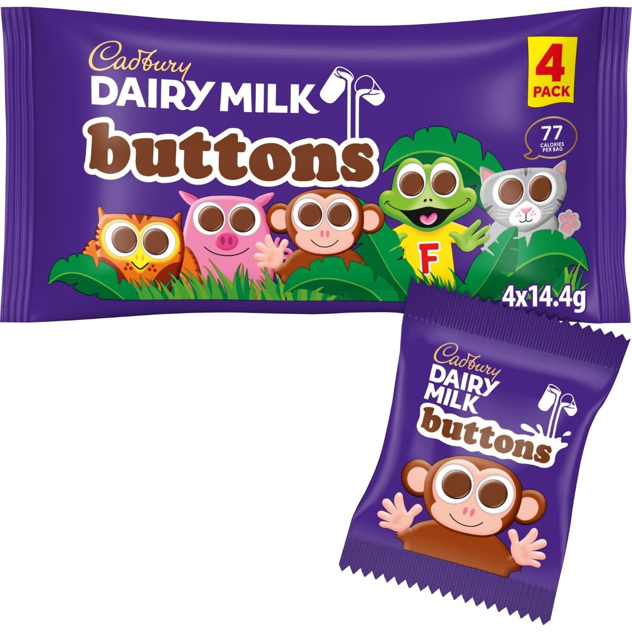 Cadbury Dairy Milk Chocolate Buttons, Treatsize Bags 4 x 14.4g (95p / 85p with s&s)