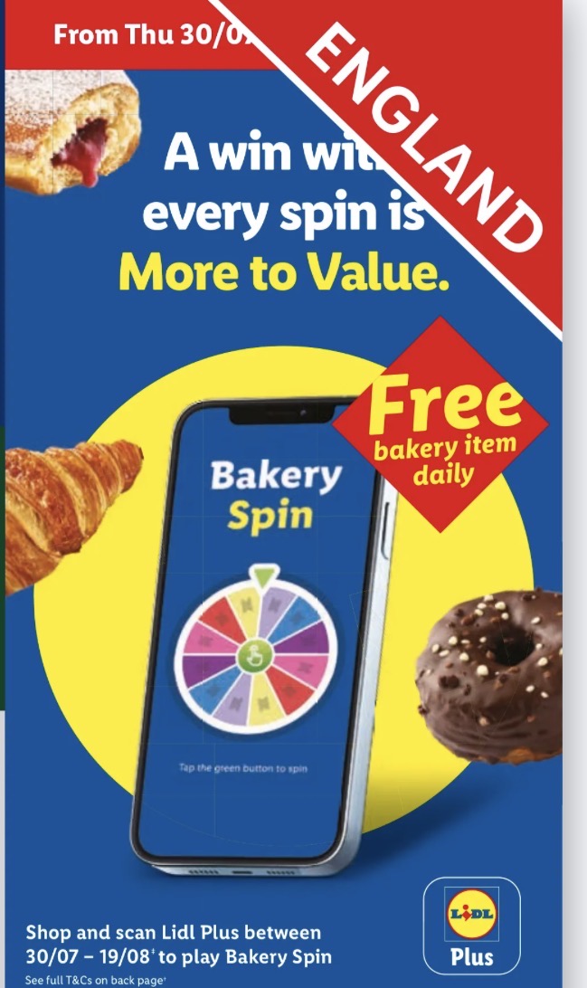 Lidl Spin to Win - Free Bakery Item with Every Purchase via Lidl Plus App