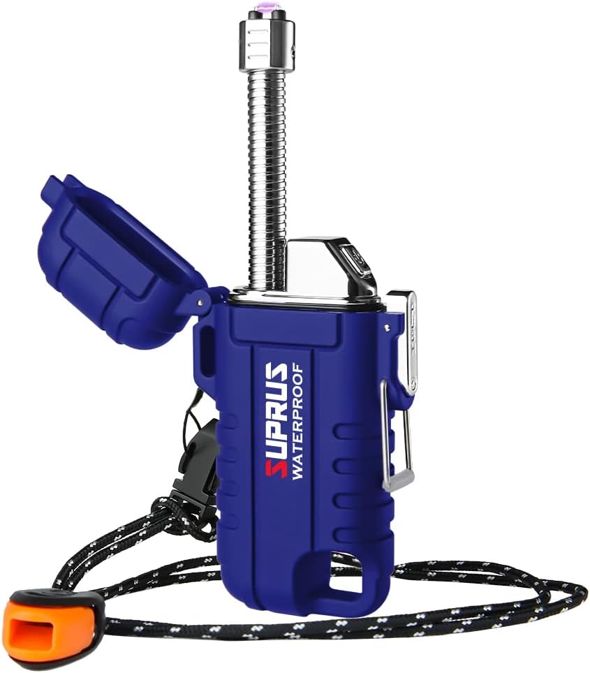SUPRUS Windproof Waterproof LED Rechargeable USB C Candle Lighter Outdoors, Blue - Sold by SUPRUSUK / FBA