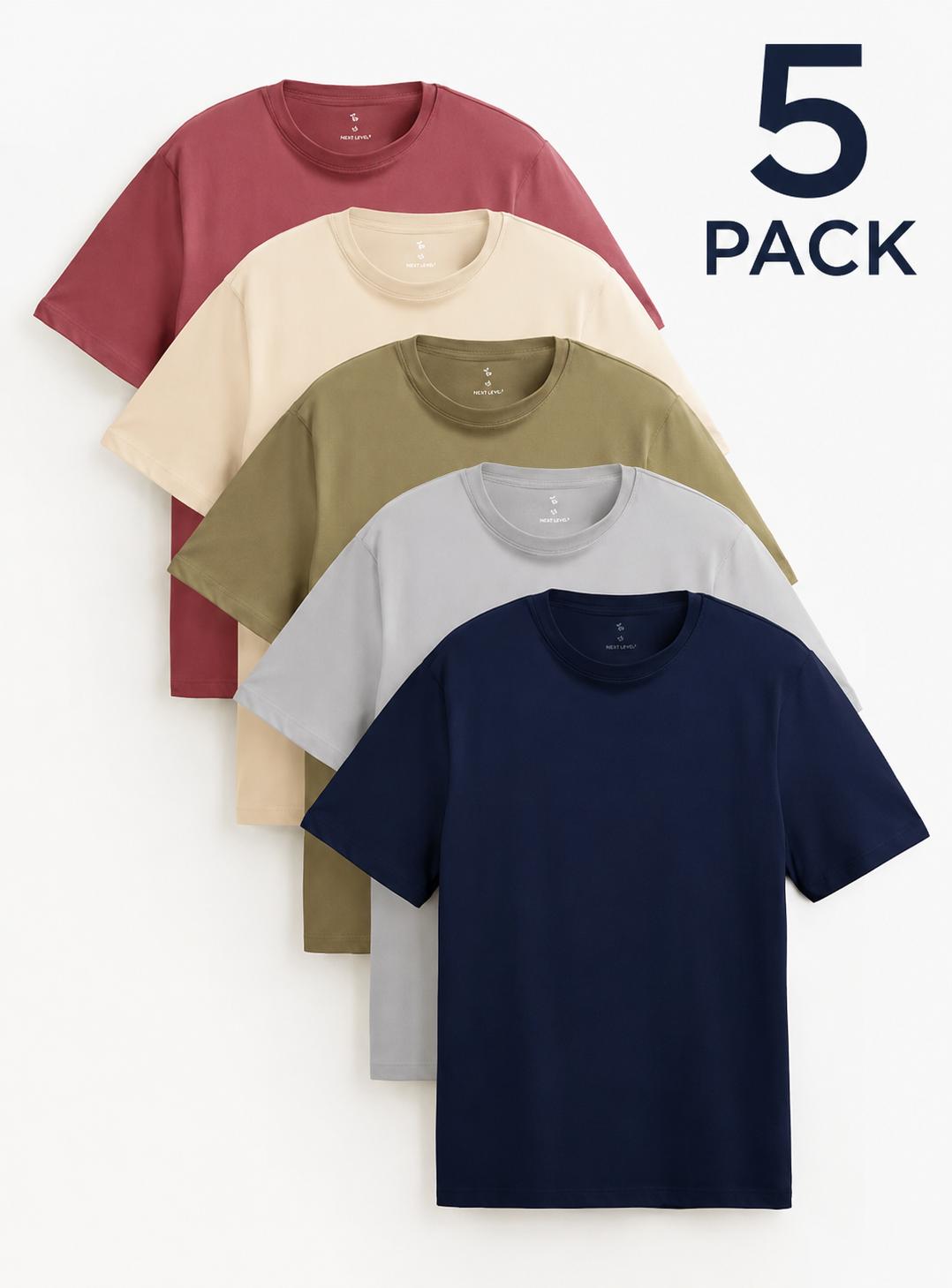 Men’s Regular Crew Neck 100% Cotton T-Shirts 5 Pack (4 Colour Options / Sizes S-4XL) - Free Click & Collect