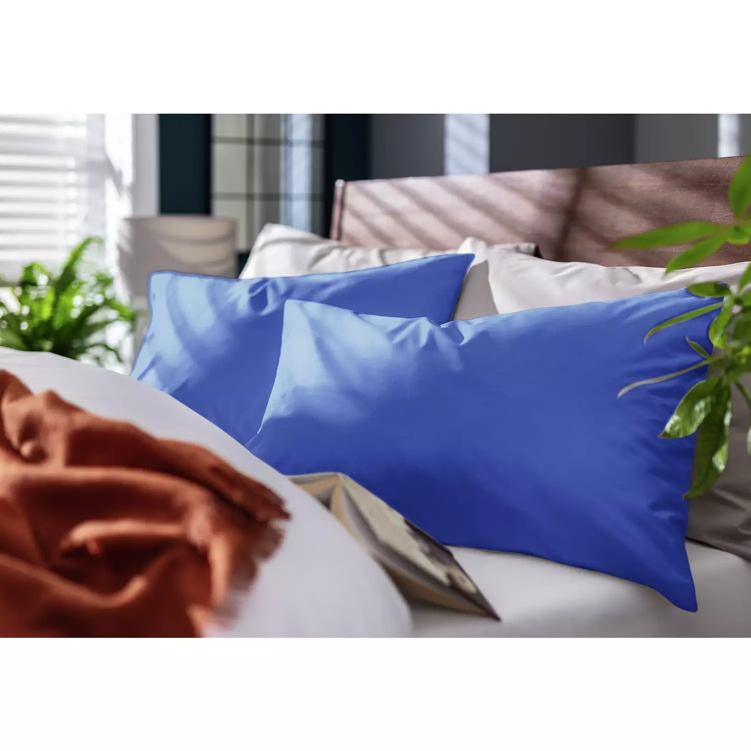 Habitat Plain Standard Pillowcase Pair (2 Pack) - Cobalt Blue - Free C&C