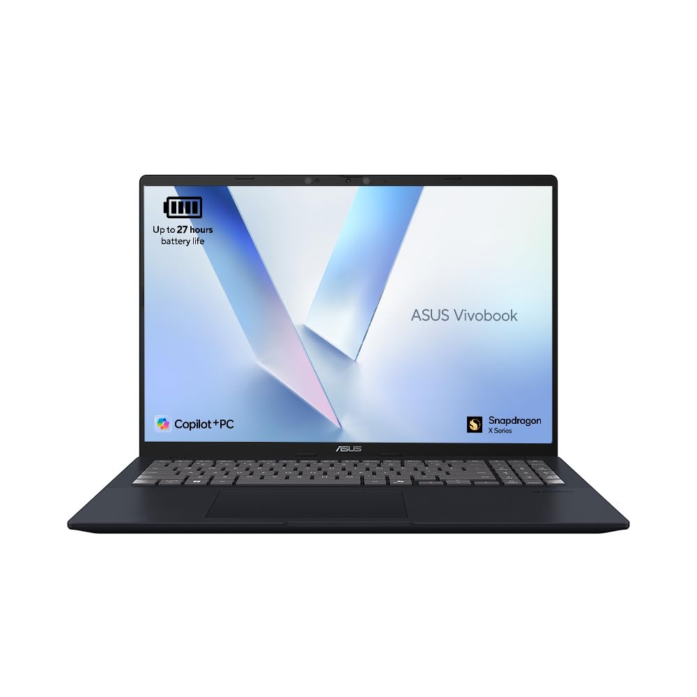 ASUS Vivobook 16 X1607QA CoPilot+ Laptop | 16.0" WUXGA Screen | Qualcomm Snapdragon X1-26-100 Processor | 16GB RAM | 512GB SSD