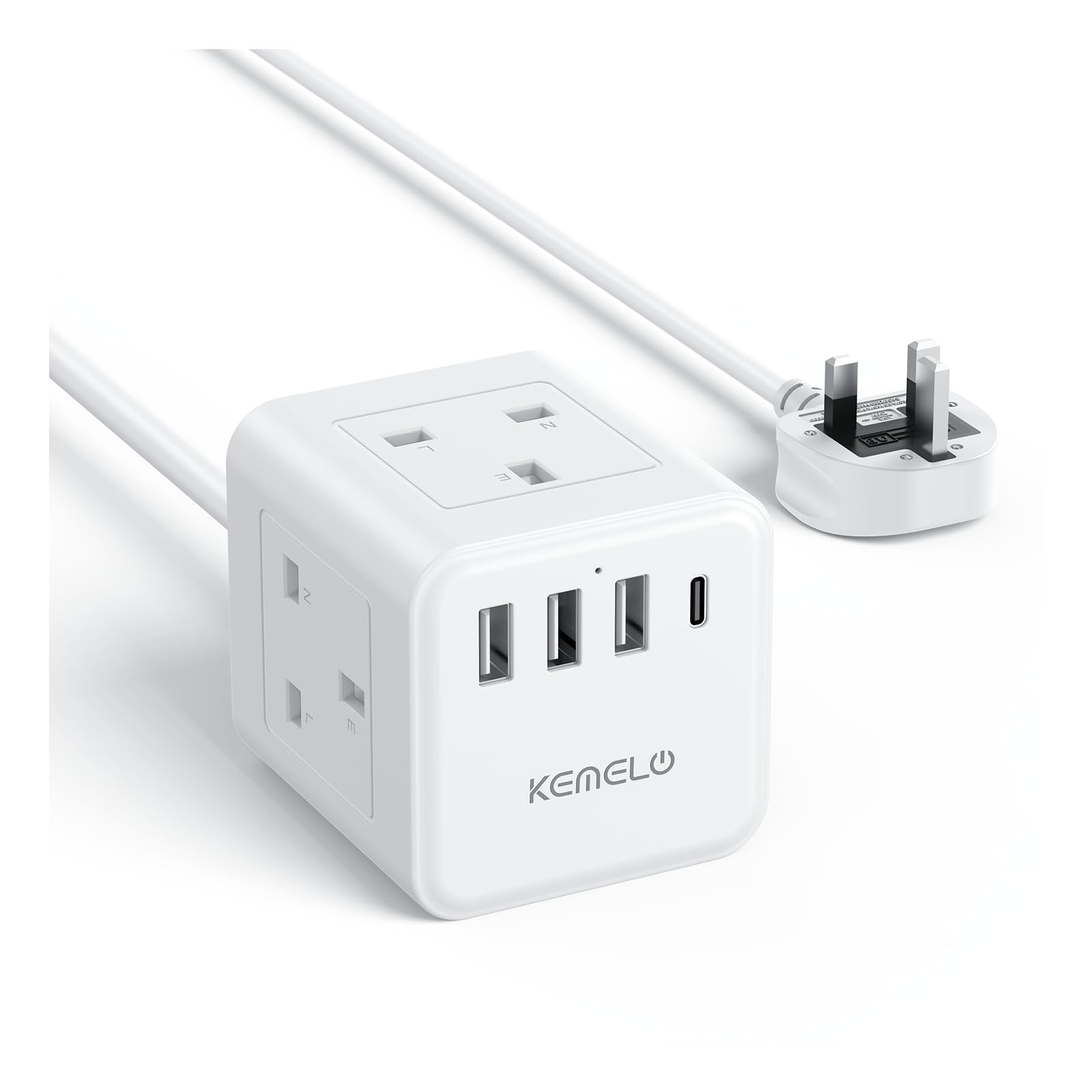Cube Extension Lead with 4 USB Slots, Kemelo 4 Way (13A/3250W) Multi Plug - With Applied Voucher - Sold by SPEER GUMPPENBERG / FBA