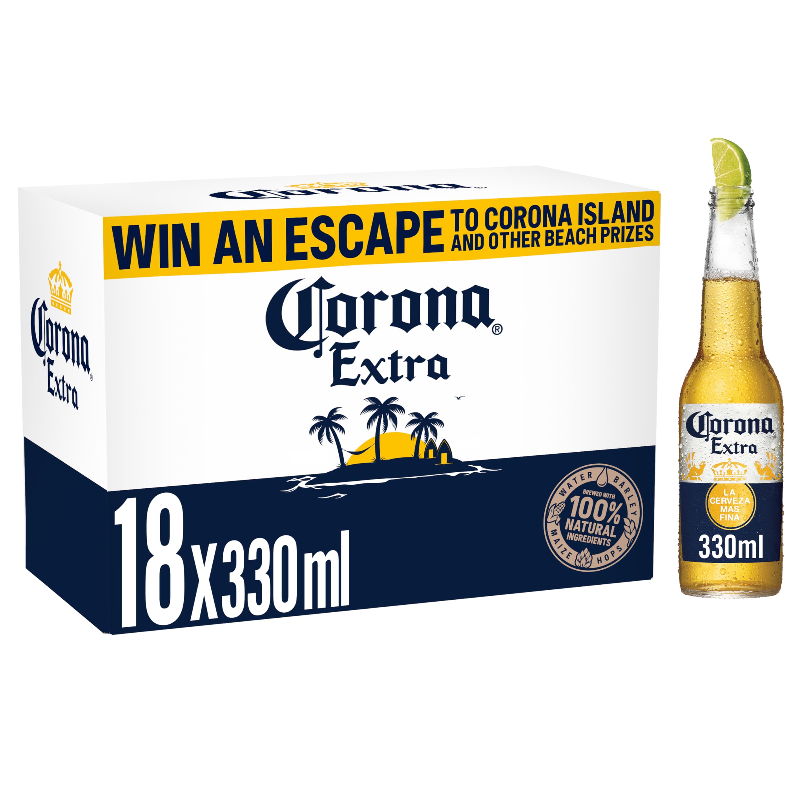 Corona Extra Lager Beer Bottle, 4.5% - 18 x 330ml (Delayed Delivery)