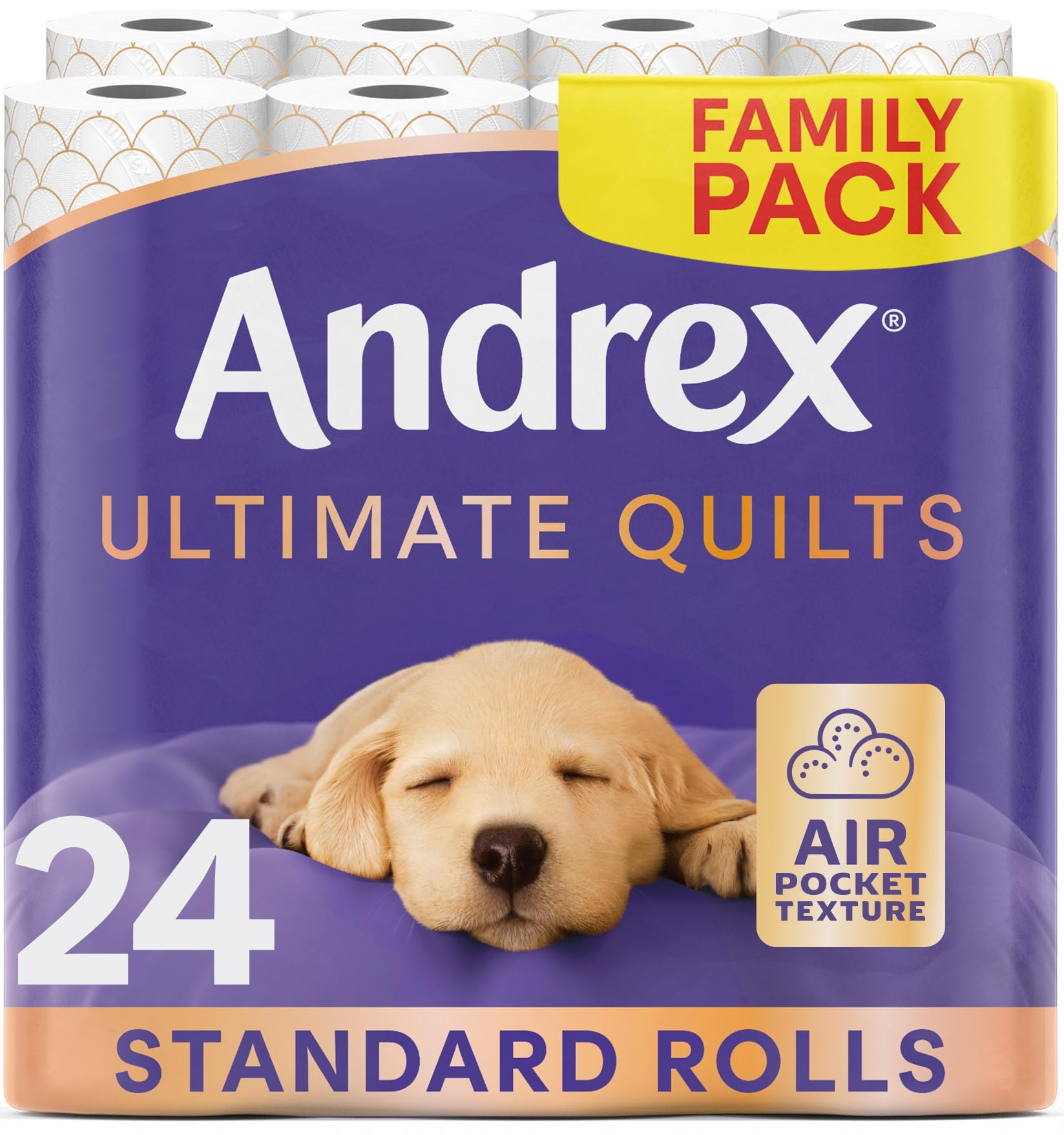 Andrex Ultimate Quilt Toilet Roll - 24 Toilet Rolls 4x6, 3-Ply Bulk Buy, Soft, Thick Sheets, FSC Certified