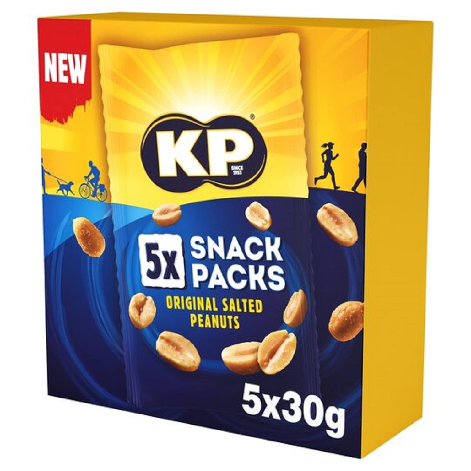KP Nuts ORIGINAL SALTED Peanuts, Multipack of 5 x 30g x 6 (30 Packs Total)