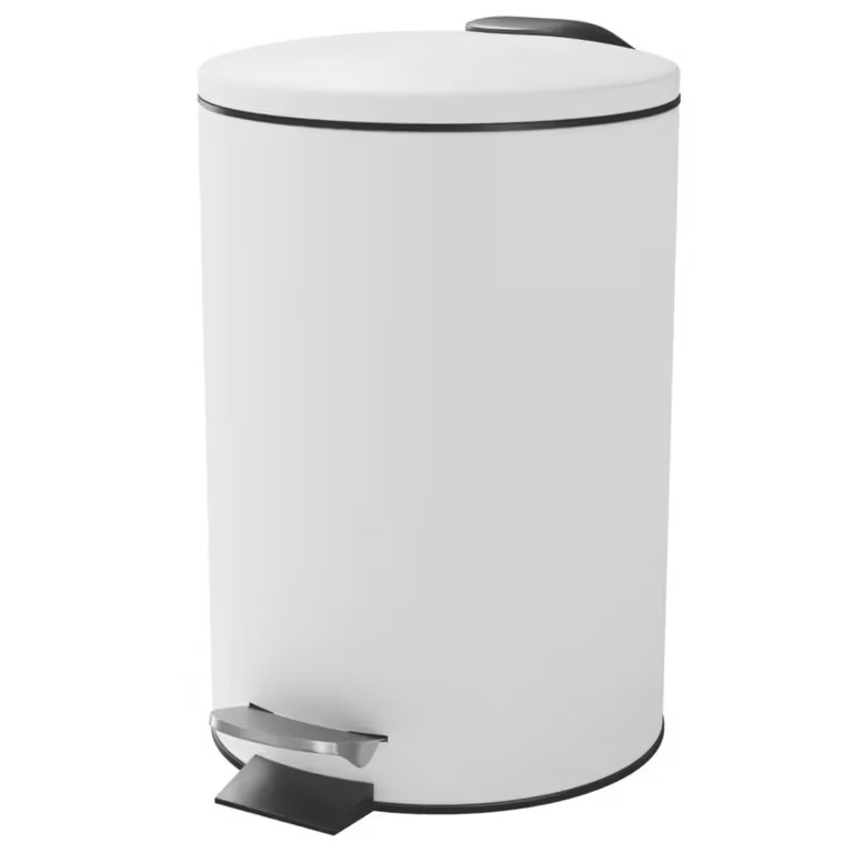 Koros Pedal Bin, White Gloss 3 Litre - Free C&C