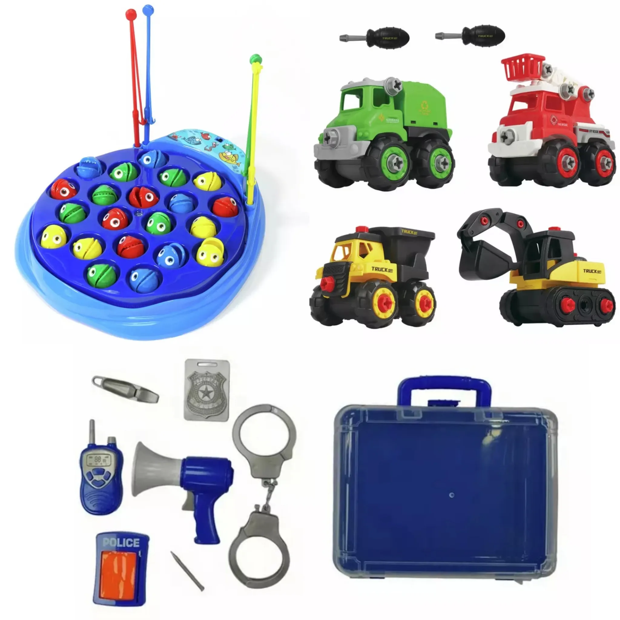 Chad Valley Fishing Game / Chad Valley Police Role Play Toy £5 / Chad Valley Build Your Own Truck Set £10 - Free Click and Collect