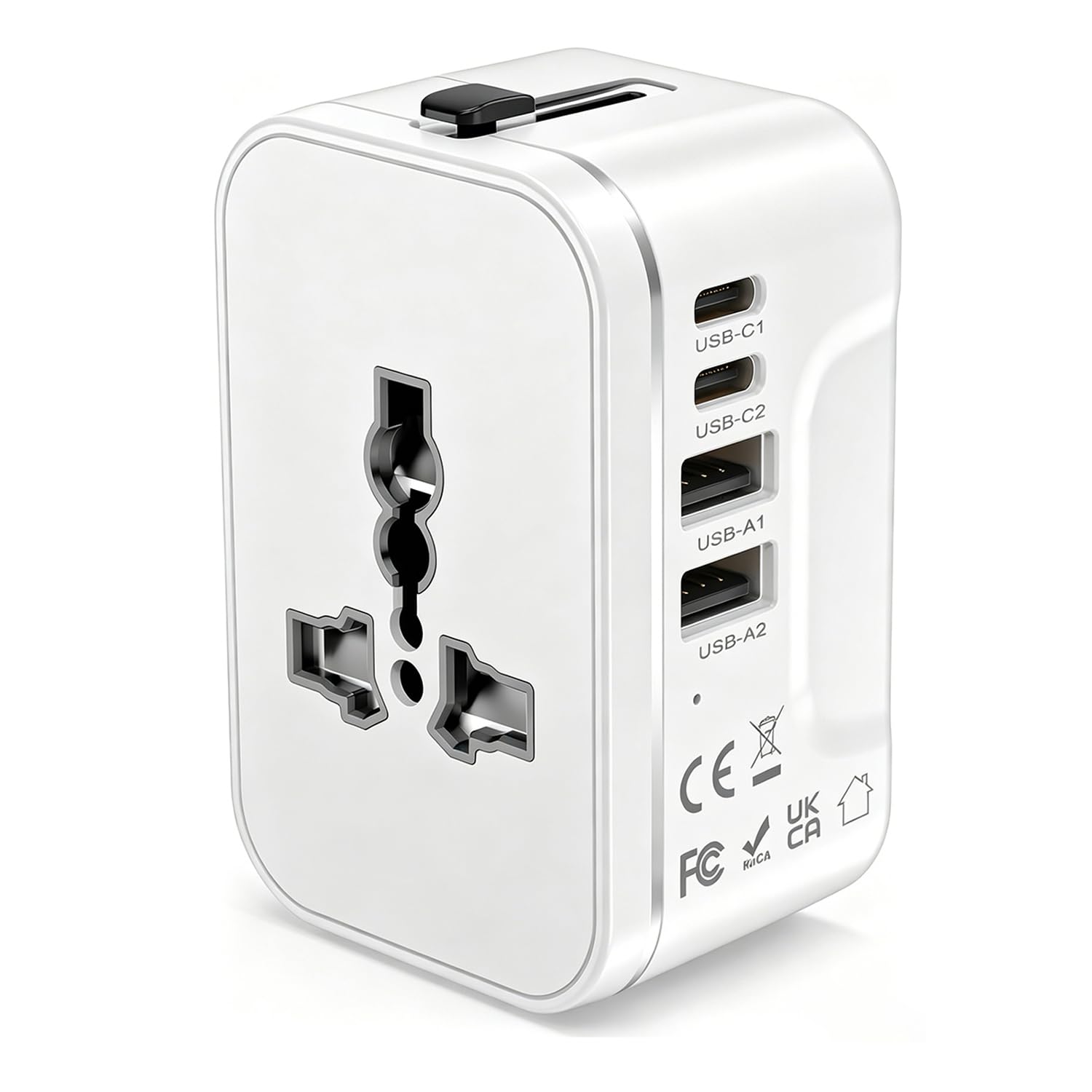 Universal Travel Adapter Worldwide 2 USB C & 2 USB A Ports, UK to Europe Dual 8A Fuses, sold by ZXSHOP FBA