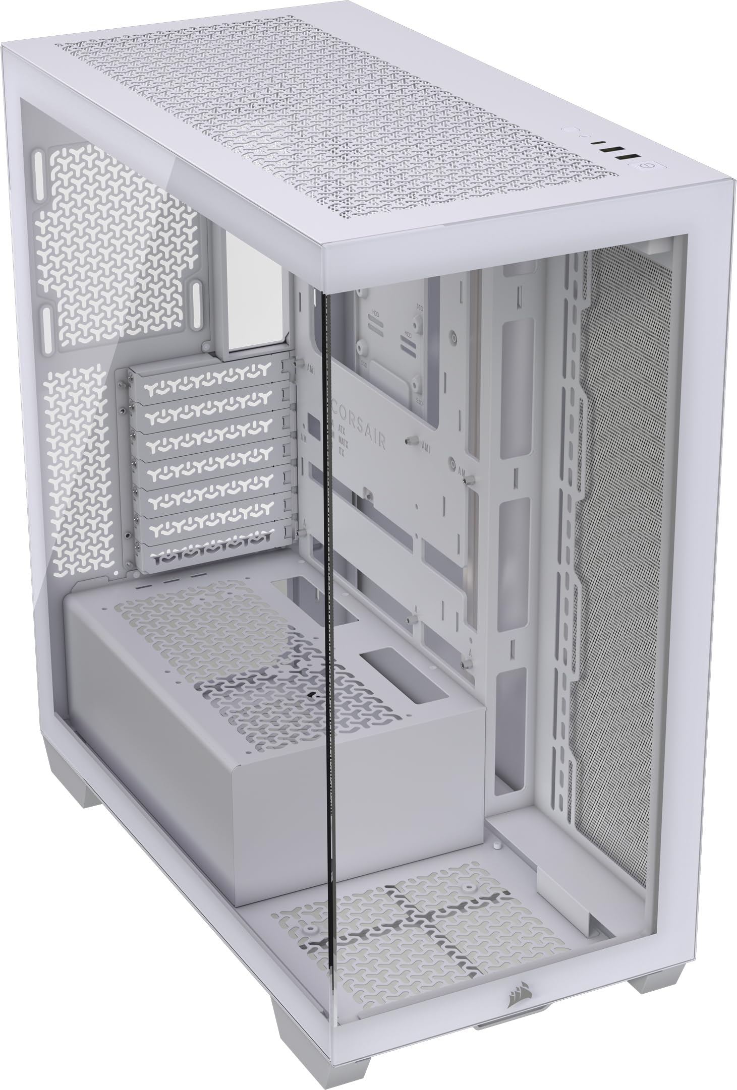 CORSAIR 3500X Mid-Tower ATX PC Case – Panoramic Tempered Glass – Reverse Connection Motherboard Compatible – No Fans Included – White