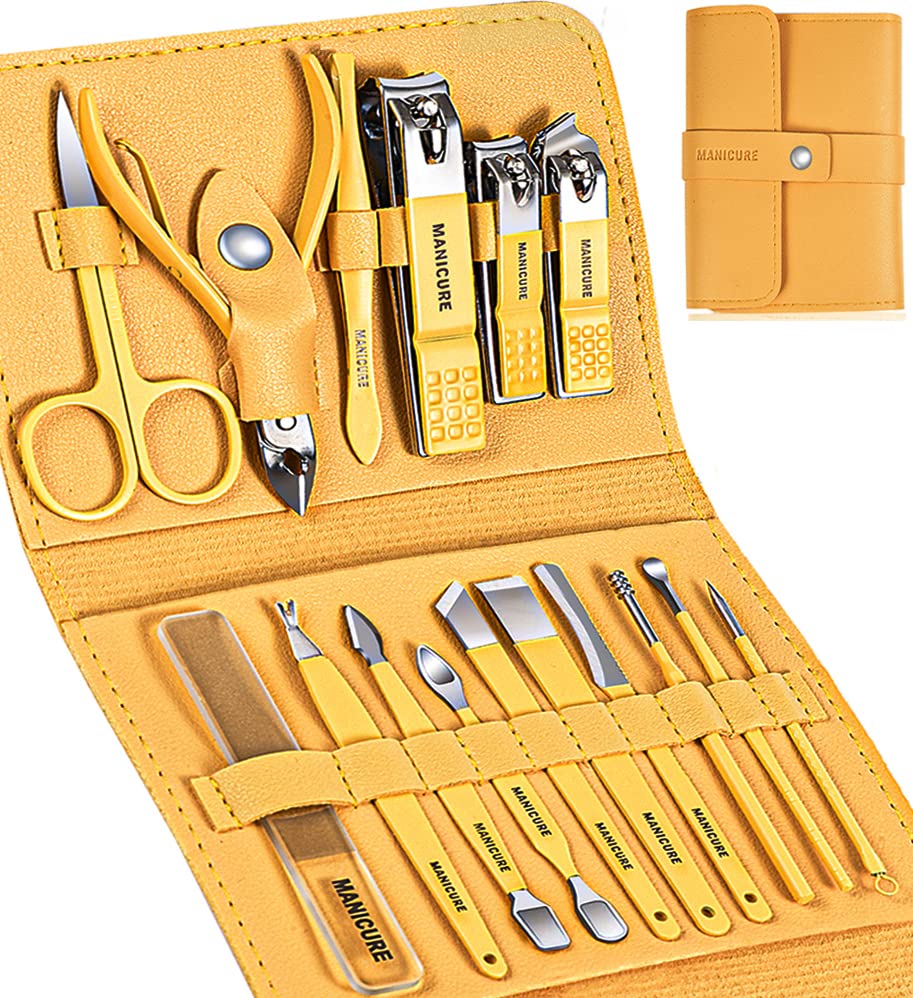 Sumwitum 16pc Manicure & Pedicure Set, Stainless Steel Nail Care Kit with Leather Case for Men & Women, Sold by Sumwitum-UK / FBA