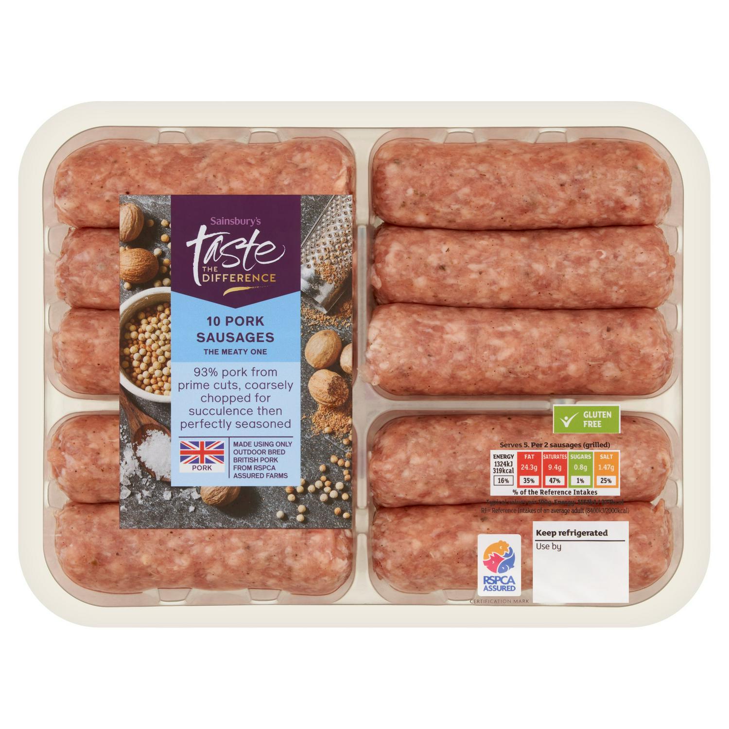 Sainsbury's Pork Sausages, Taste the Difference x10 667g (Nectar)