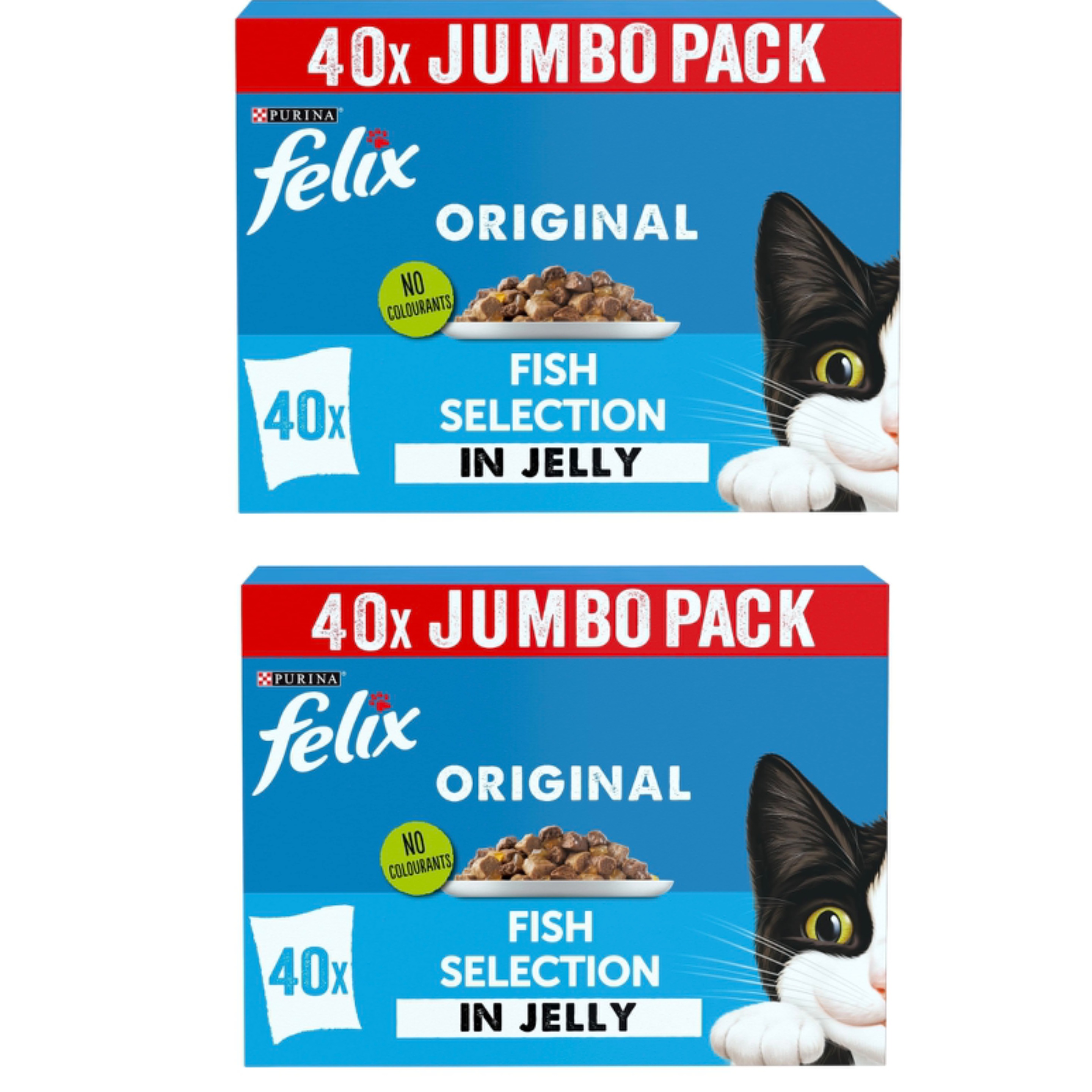 2 x FELIX Original Fish Selection in Jelly Wet Cat Food, salmon, cod 40 x 85g @checkout (£13.46 with max s&s) / 4 for £30.92