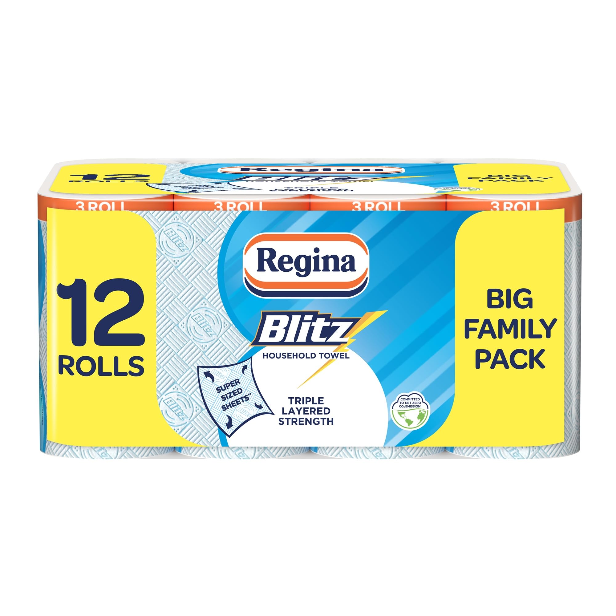 Regina Blitz, 12 Rolls of Household Towel, 3-Ply