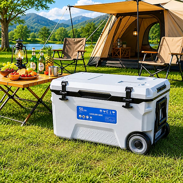 Heavy Duty Grey Camping Ice Cooler Box, 50 L w/ wheels and handle - £40.50 w/ new B&Q Club Signup (free c+c) - B&Q Club members