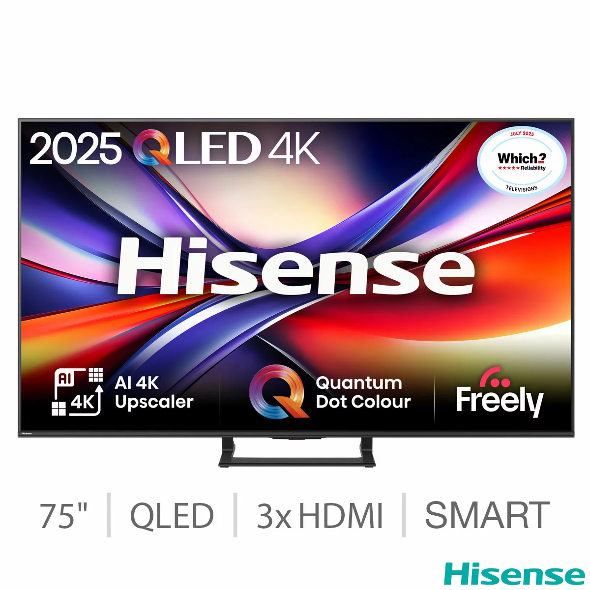 Hisense 75A7QTUK 75 Inch QLED HD Smart TV (discount at checkout) - includes 5 year warranty