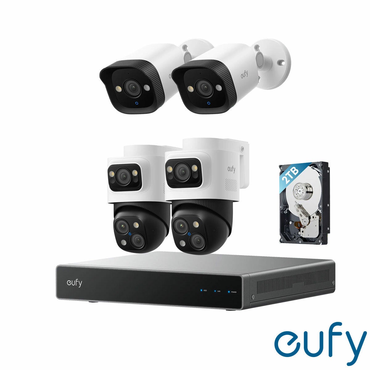 Eufy S4 NVR Security System with 2 x POE Cam S4 Bullet-PTZ Cam & 2 x POE Cam E40 Bullet Cam - Discount at checkout