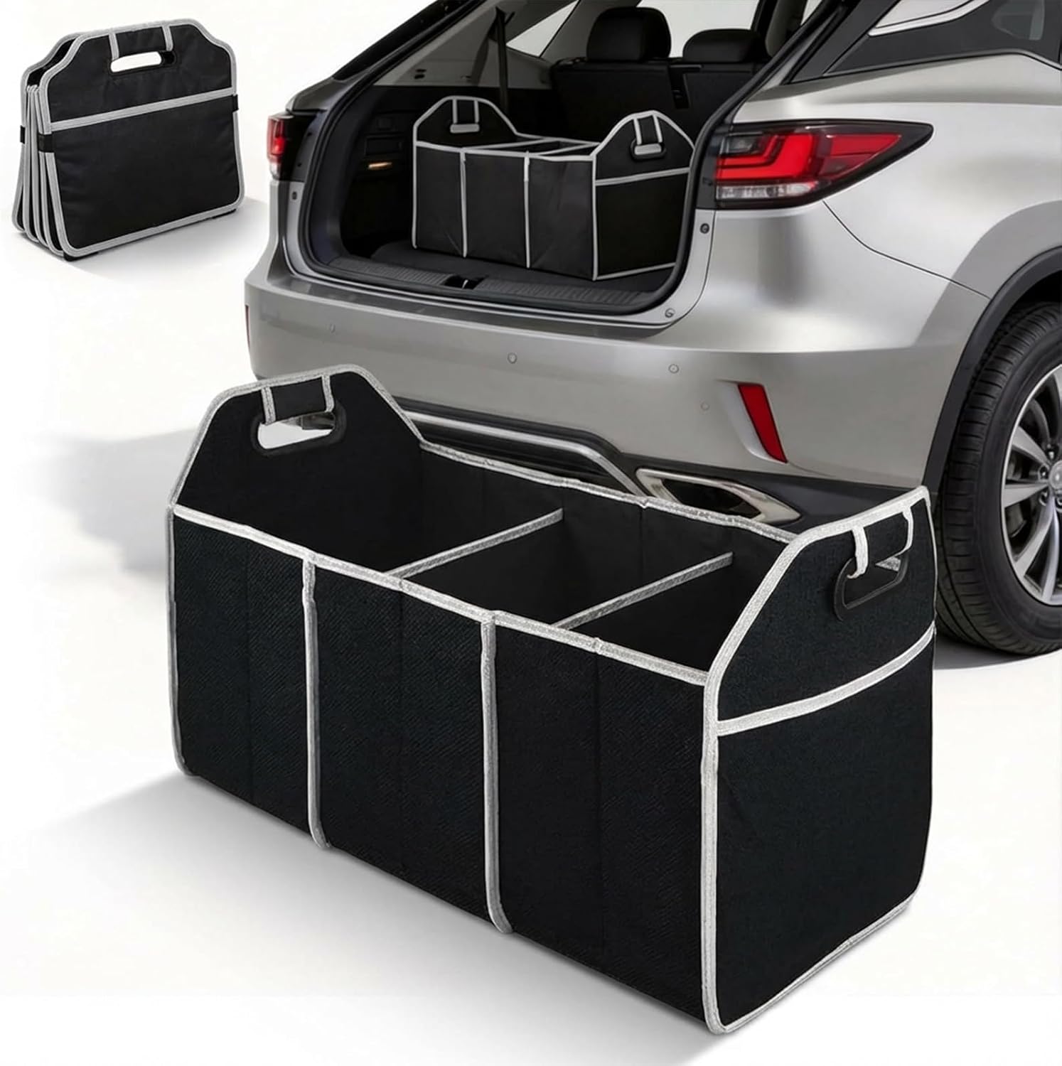 Car Boot Organizer Storage ( Multi-Compartment Trunk Organizer / Foldable & Dividers Collapsible Car Storage Bin ) @ Amazon Haul Global