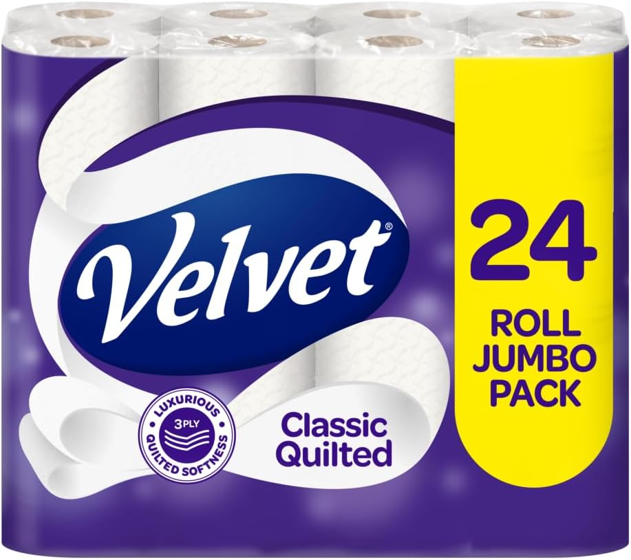Velvet Classic Quilted Toilet Tissue 3 Ply 24 Standard Rolls (£6.51 / £6.15 with S&S)