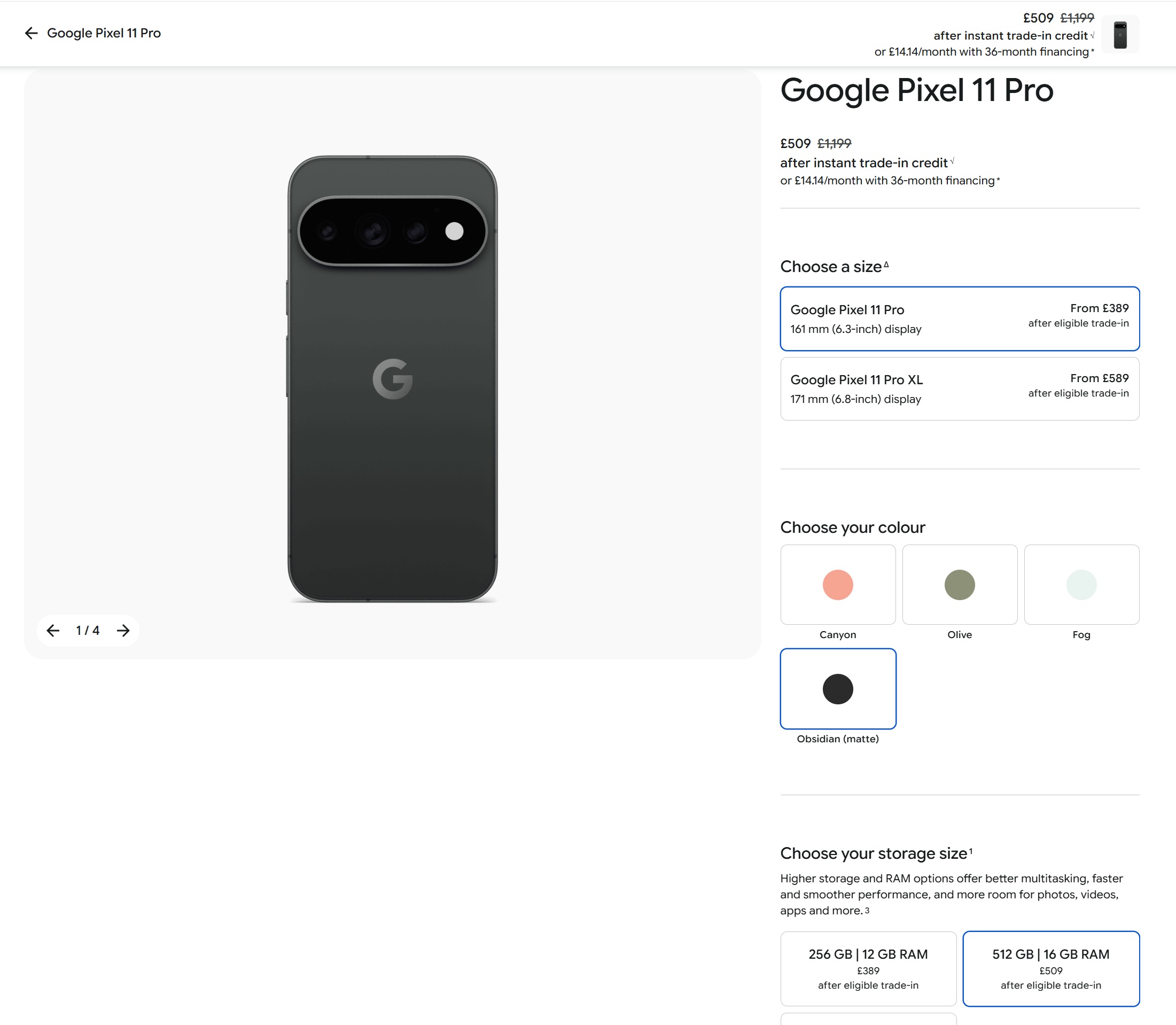 Google Pixel 11 Pro 256GB / 11 Pro XL – £389 after Pixel 9 Pro Trade‑In via Google Store + TOTUM (Ends 01/09)
