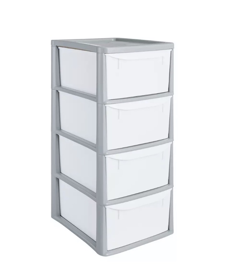 Argos Home 4 Drawer Plastic Storage Tower - Grey / Black or White - Free C&C