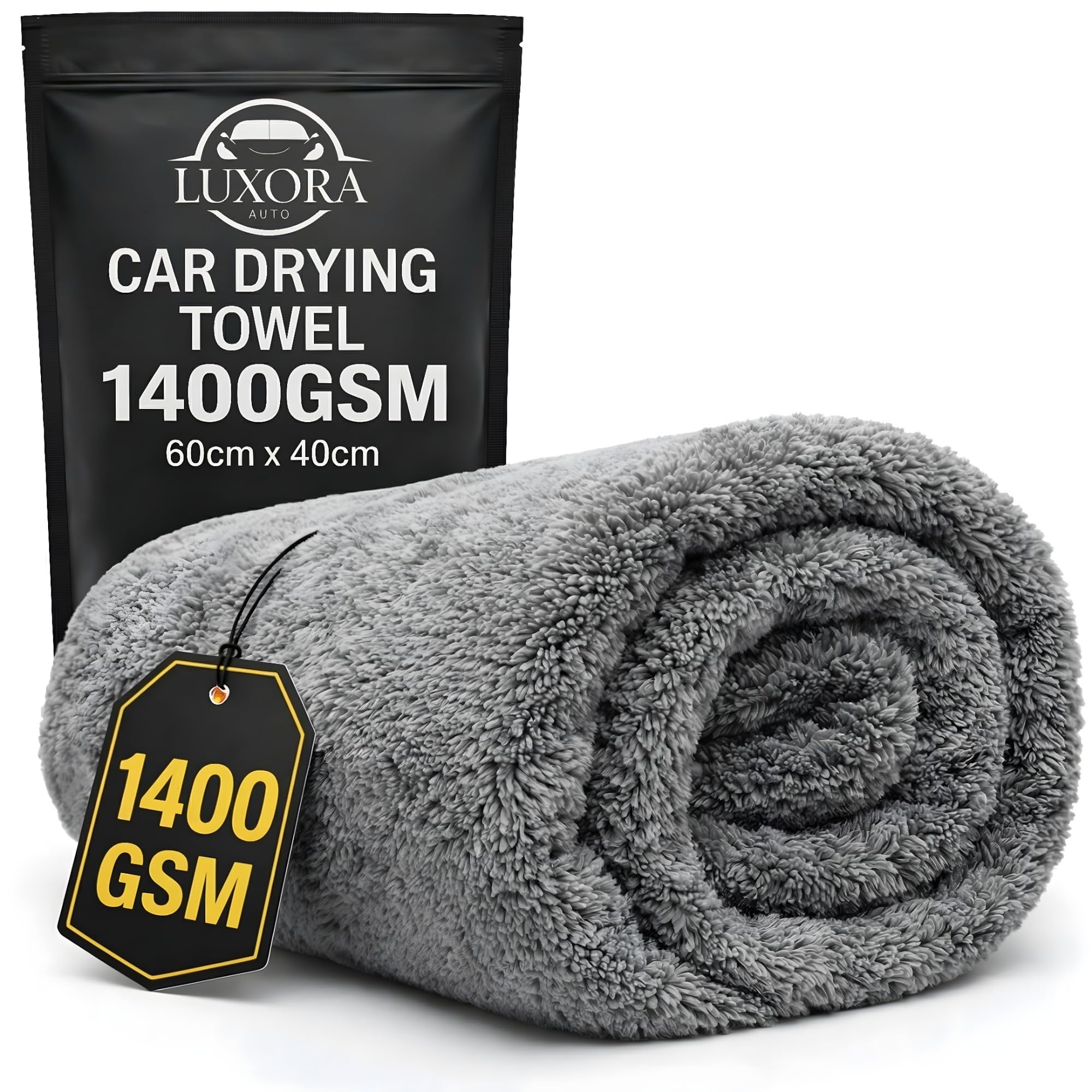 Car Drying Towel Small 60cm x 40cm 1400 GSM Twisted Loop Microfibre - Sold by TBUCO / FBA