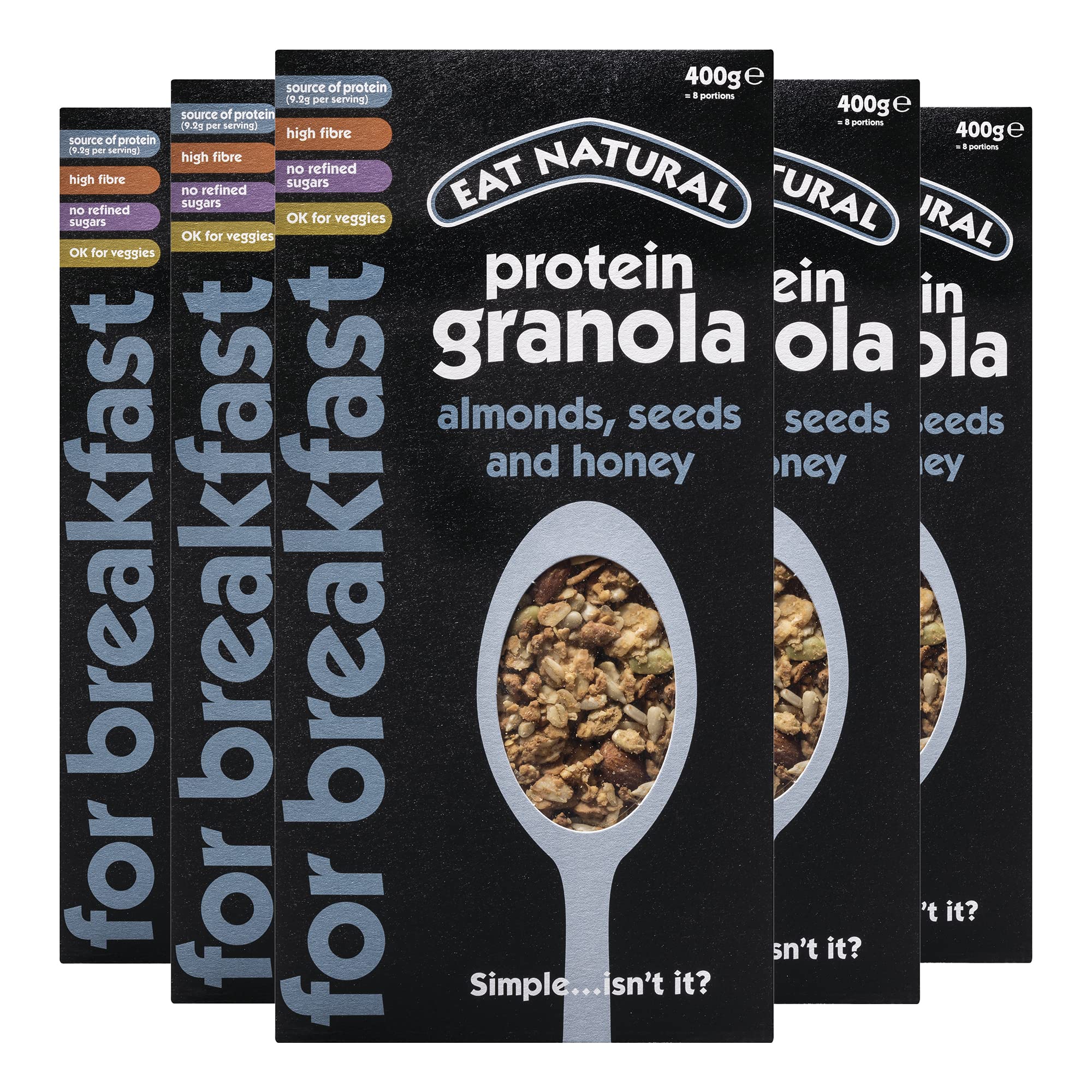 Eat Natural Protein Bars, Protein Granola Cereal, 5 x 400g
