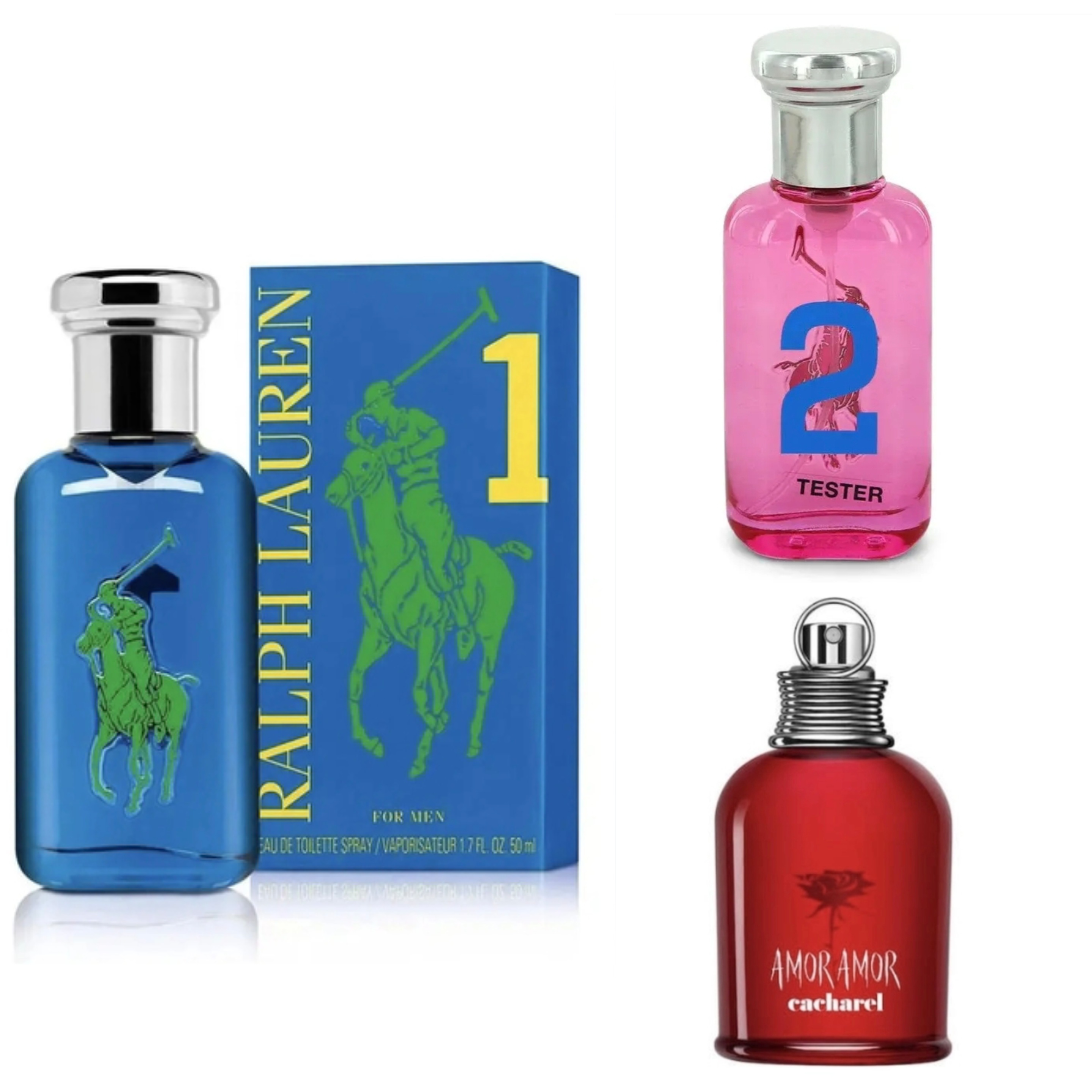 Ralph Lauren Big Pony Blue Eau de Toilette Spray 50ml Tester / Big Pony Pink 50ml Tester | Cacharel Amor Amor Eau de Toilette 100ml £16.18
