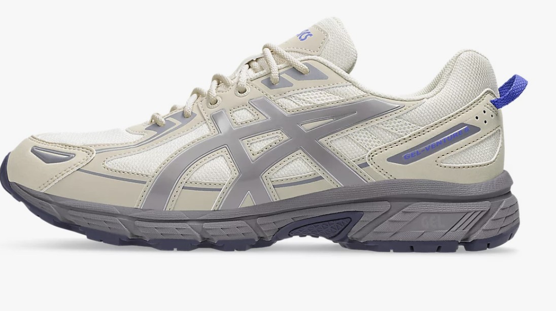ASICS Gel Venture 6 Trainers / Cream / Vanilla / Grey / Purple | Sizes 3.5 - 9, half sizes inclusive