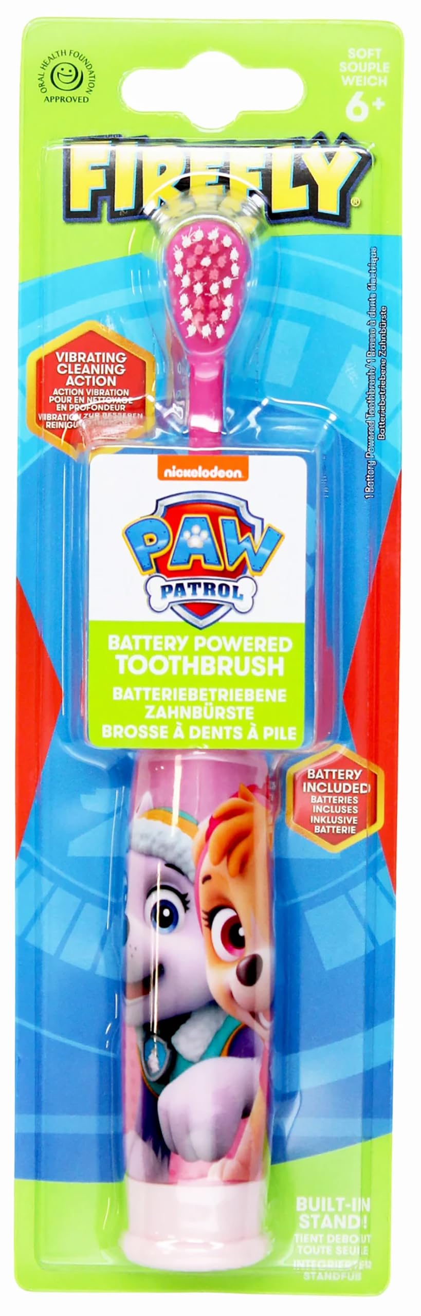 Firefly Paw Patrol Kids Battery Toothbrush Surprise Colour, soft bristles, small brush head, Paw Patrol design