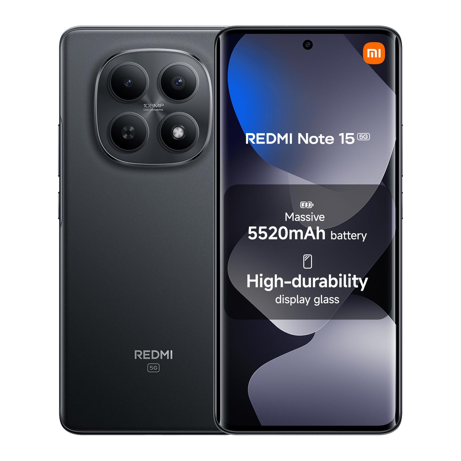 XIAOMI Redmi Note 15 5G, smartphone 8+256 GB,, 6.77" FHD+ display, black, warranty 2 years, charger not included | Shipper/seller Amazon EU