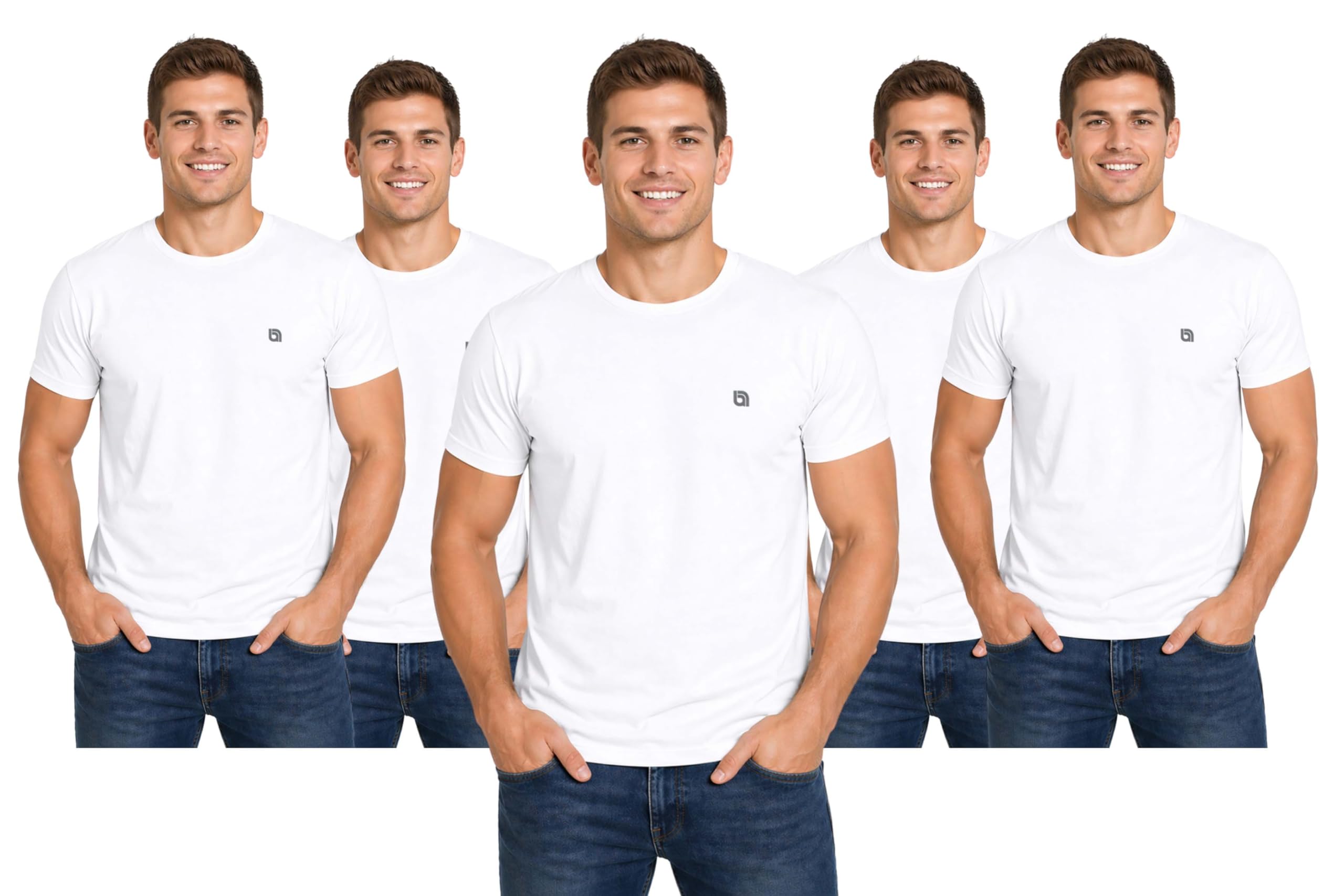 Bahob Pack of 5 Men's Multipack Crew Neck Short Sleeves Plain T-Shirt for Men Cotton S-XXL sold & FB bahob