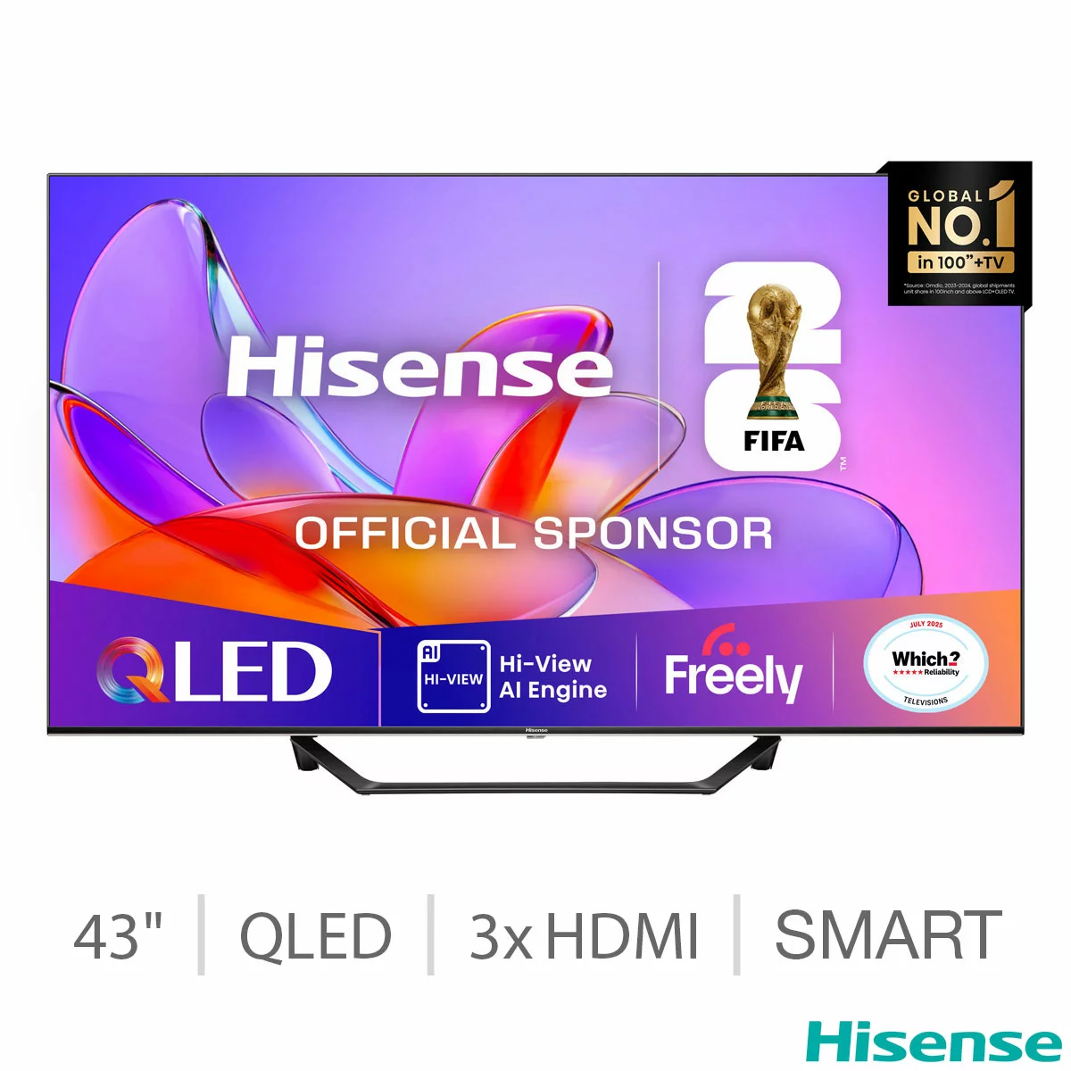 Hisense 43A7QTUK 43 Inch QLED HD Smart TV (Discount at Checkout)