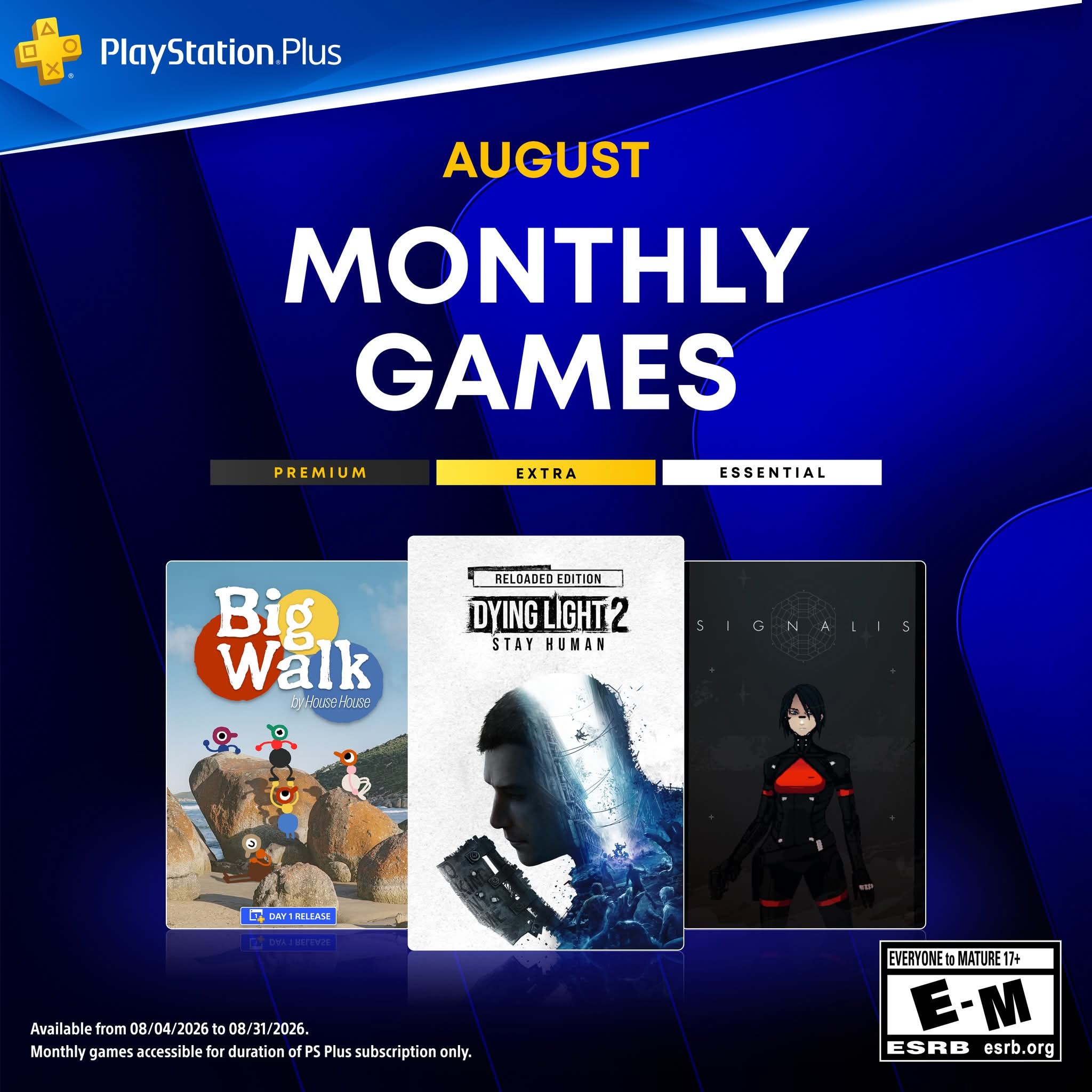 PlayStation Plus Monthly Games August: Dying Light 2 Stay Human: Reloaded Edition Big Walk Signalis