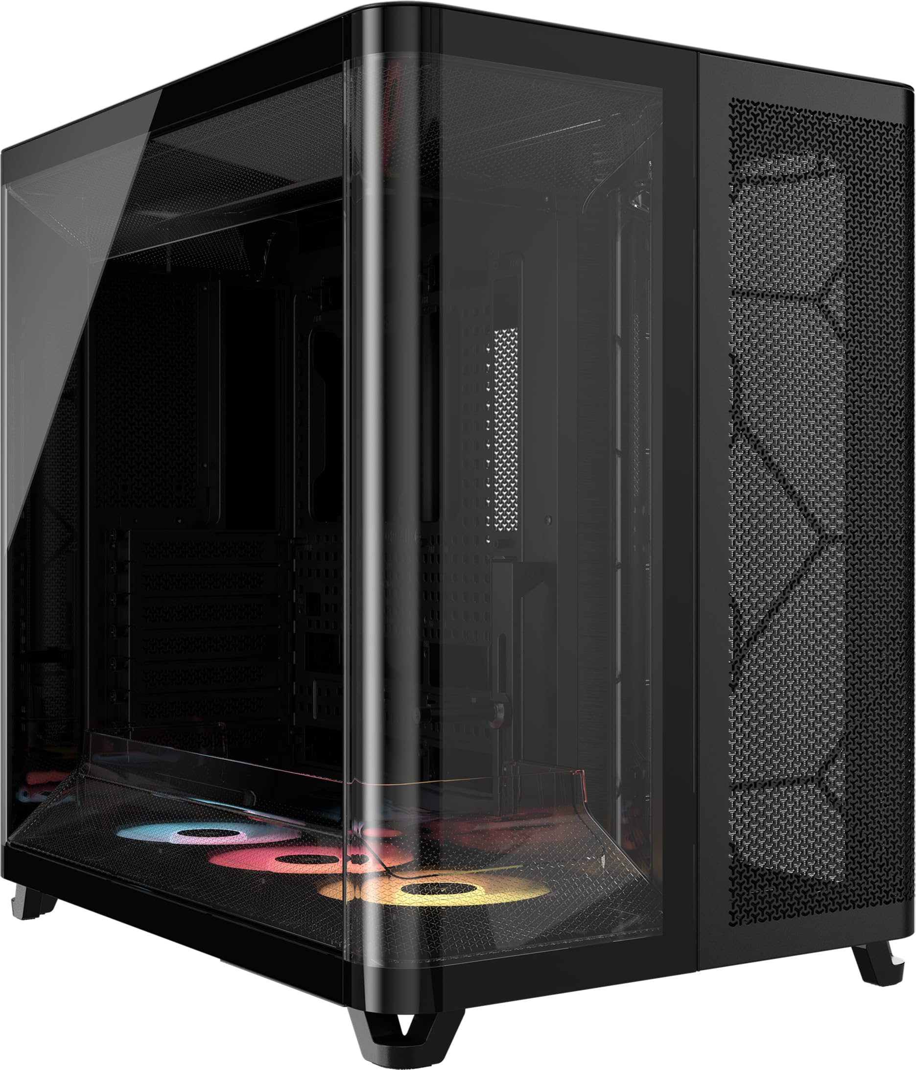 CORSAIR AIR 5400 RS-R ARGB Triple-Chamber Mid-Tower Panoramic PC Case – 3x Pre-Installed Reverse-Rotor RS120-R ARGB Fans