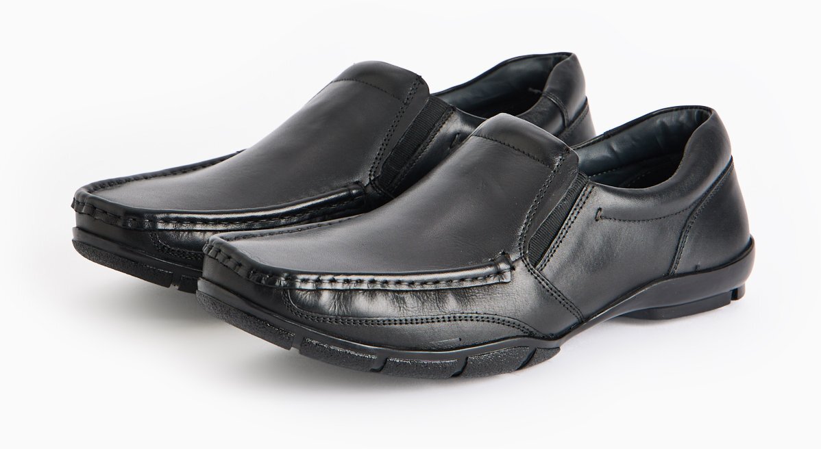 Mens Sole Comfort Black Leather Slip On Shoes Sizes 8-11 + Free C&C