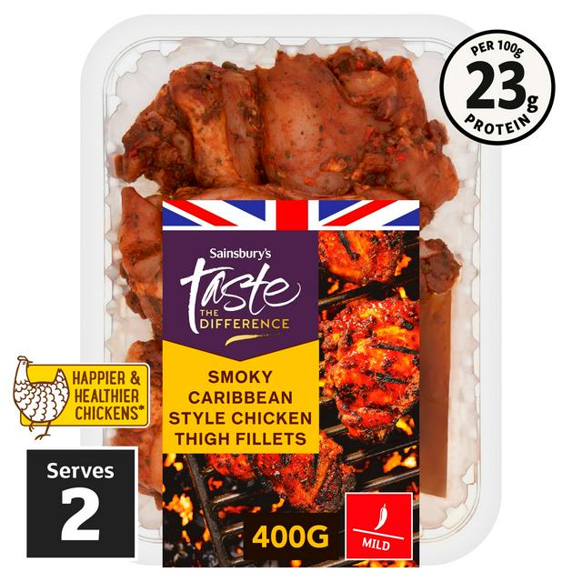 Sainsbury's Smoky Caribbean Style Chicken Thigh Fillets, Taste the Difference 400g -- Nectar Price